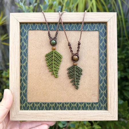 Micro Macrame Fern Leaf Necklace