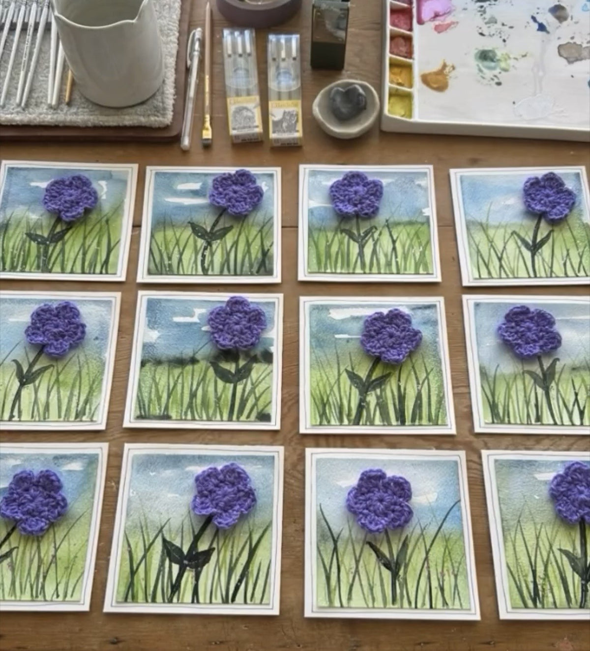 Handpainted Flower Greeting Cards