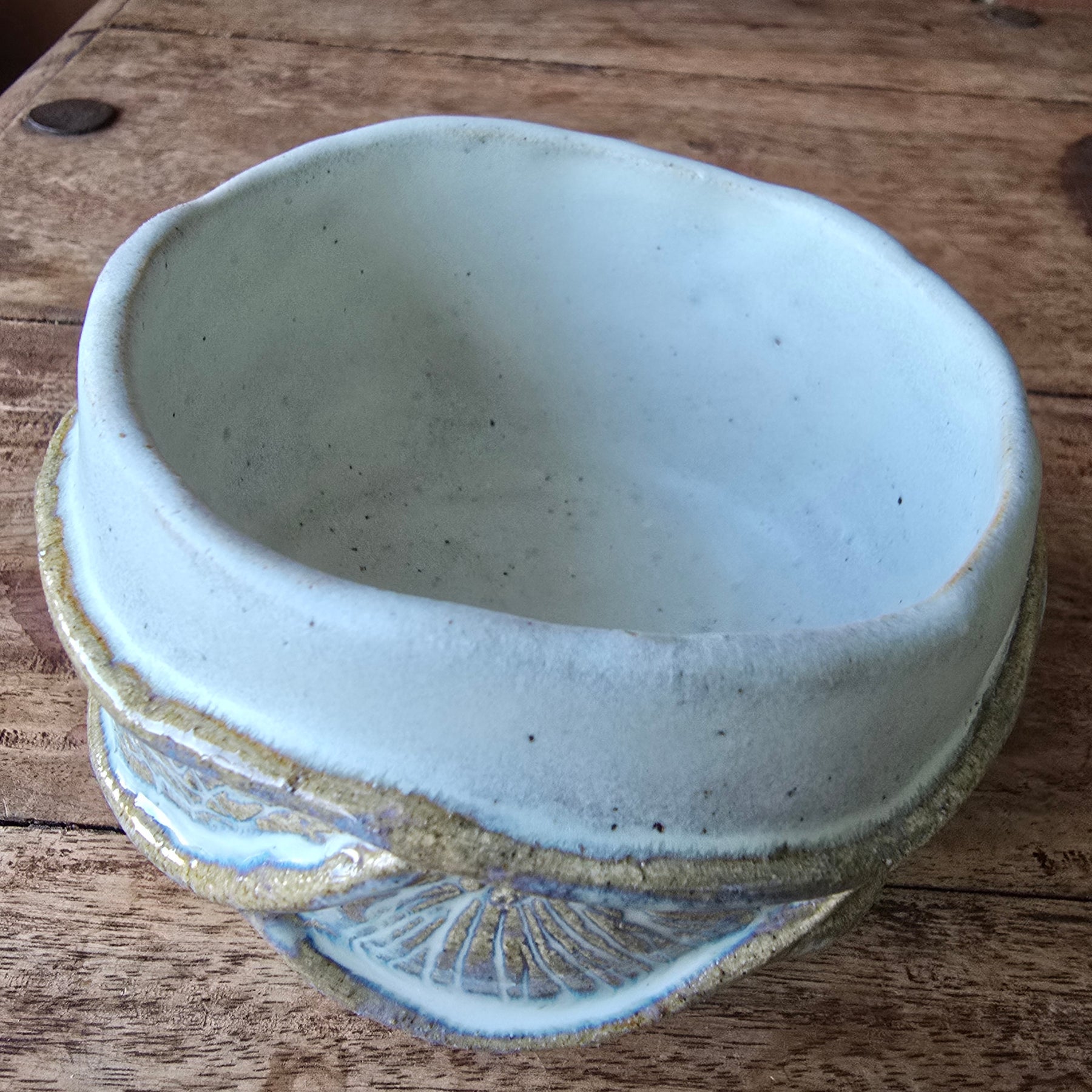 White carved bowl