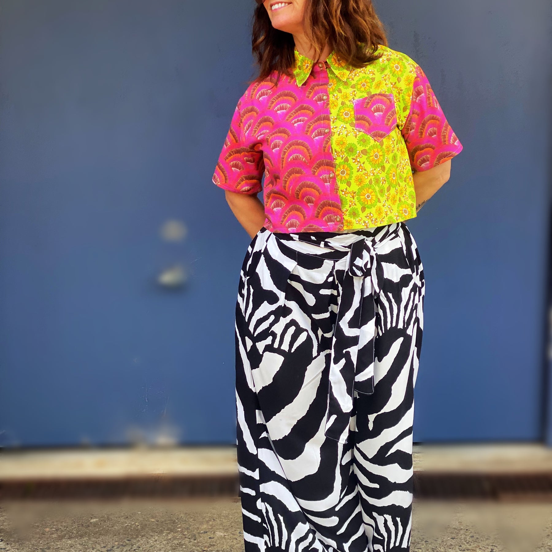 Size S or AU10  Boxy Crop Upcycled Dopamine Shirt