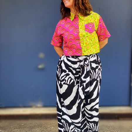 Size S or AU10  Boxy Crop Upcycled Dopamine Shirt