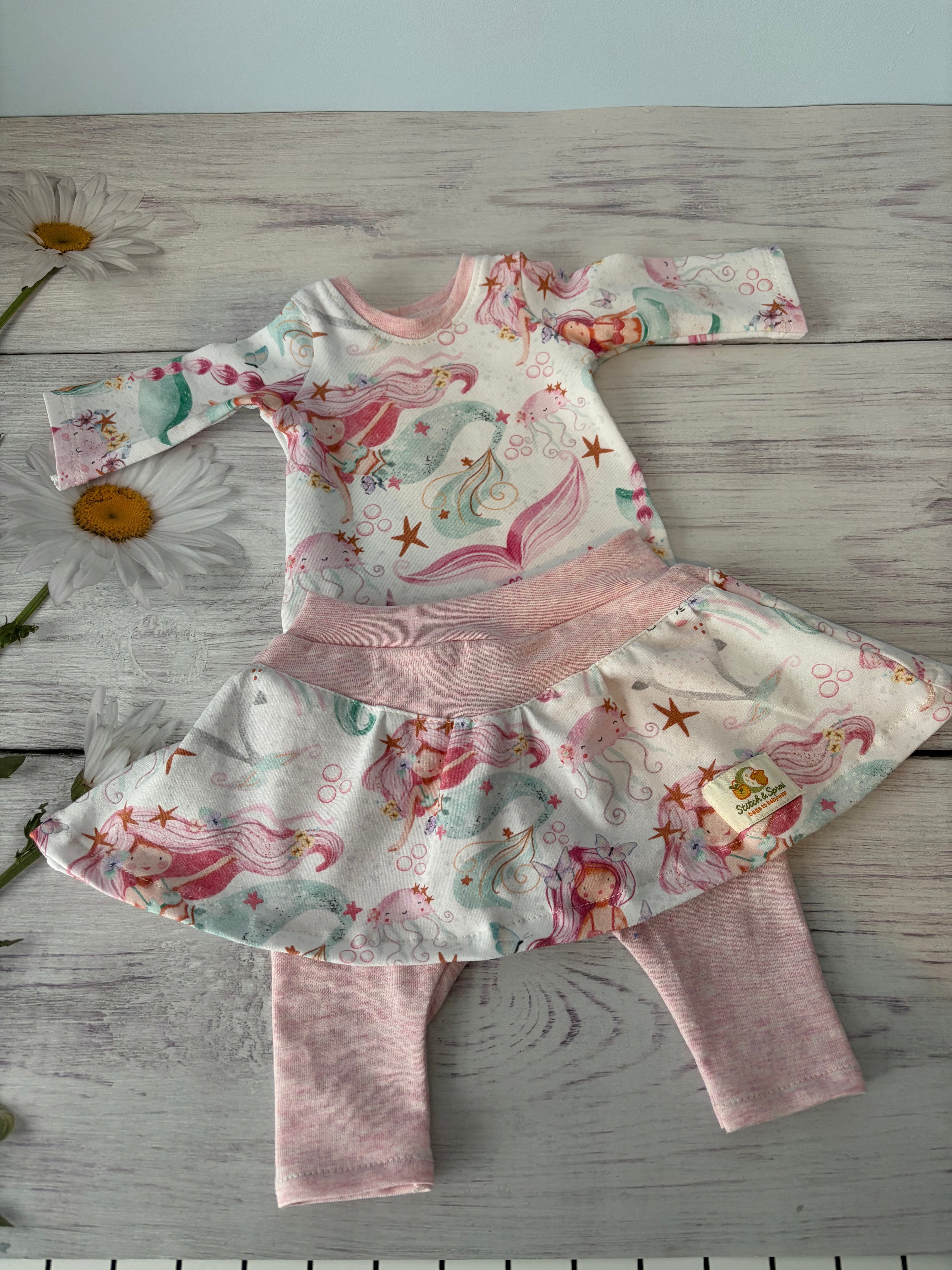 Littlest Mermaid Skort with Long Sleeve Tee
