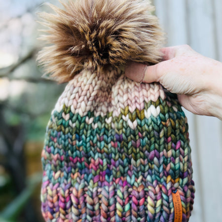 Hand Knitted Beanie, Merino PomPom Beanie, Winter Beanie