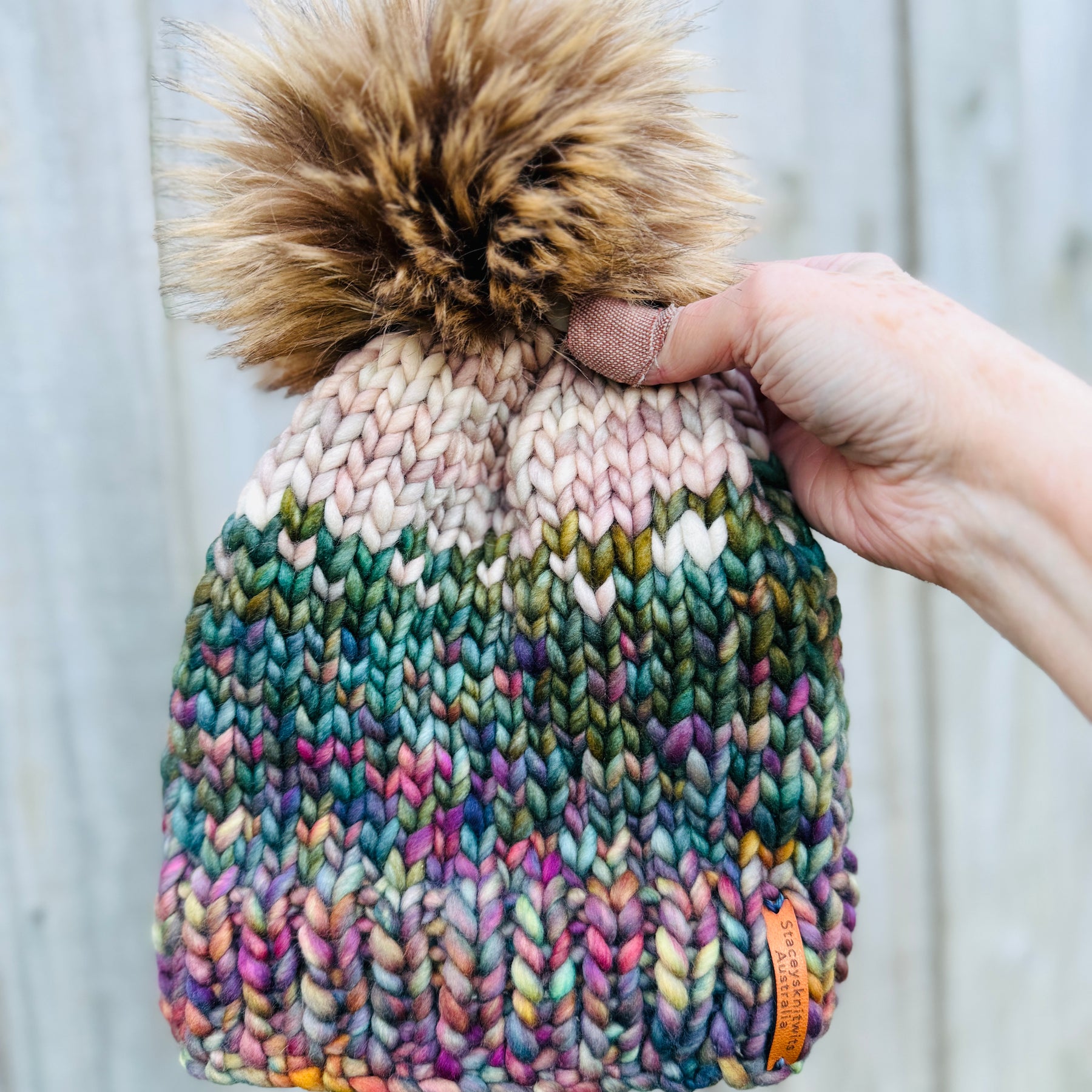 Hand Knitted Beanie, Merino PomPom Beanie, Winter Beanie