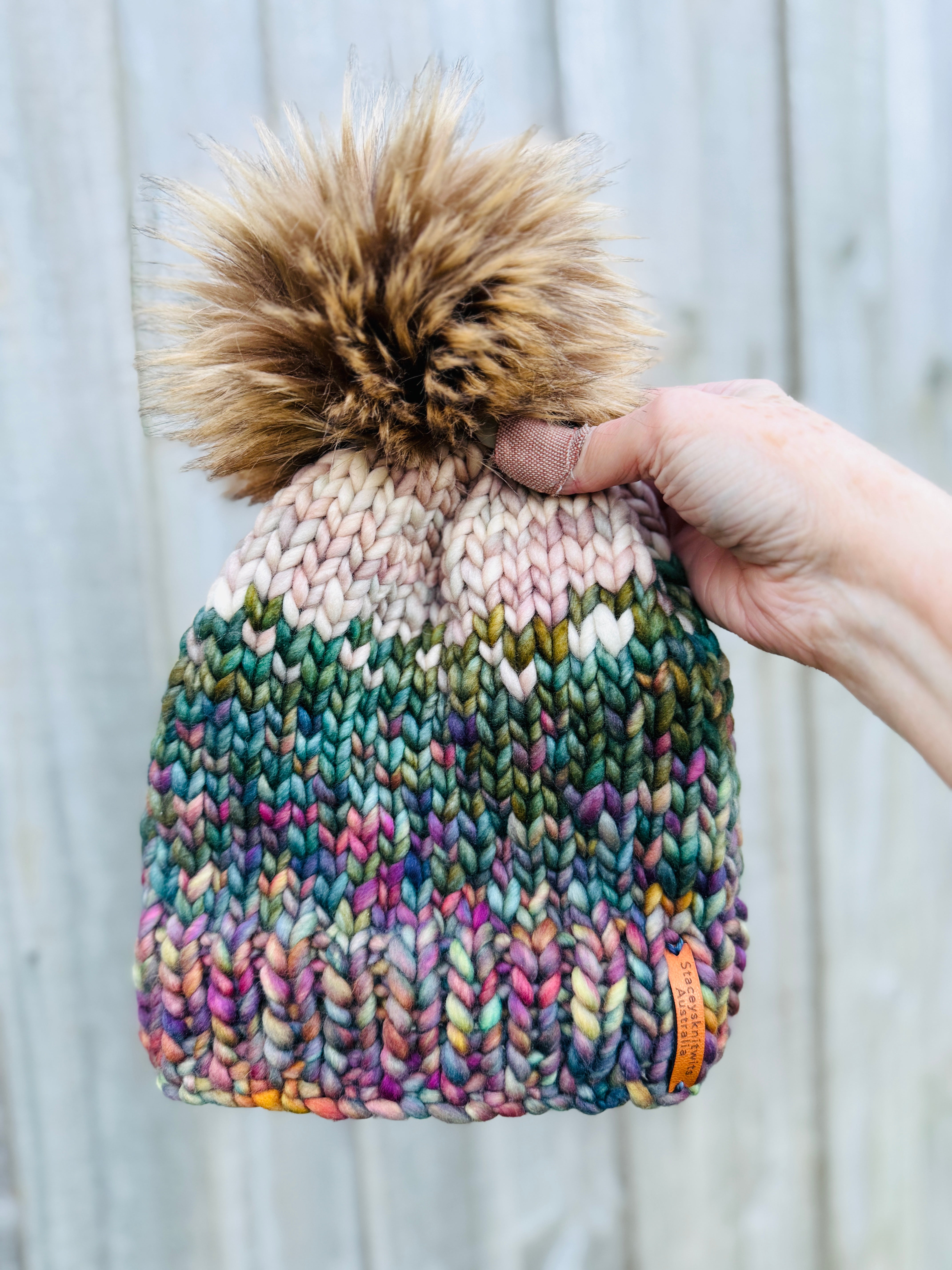 Hand Knitted Beanie, Merino PomPom Beanie, Winter Beanie
