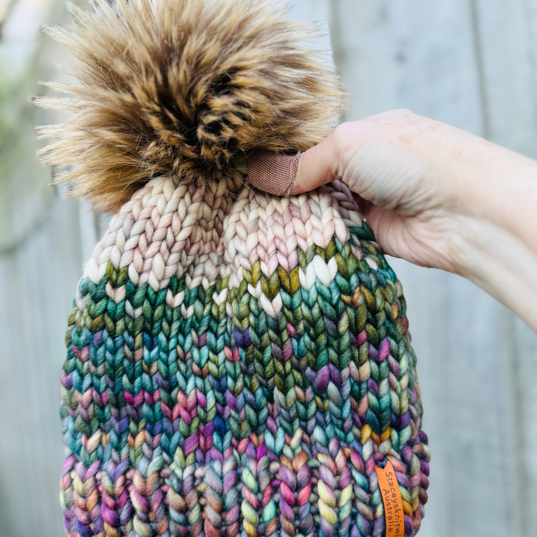 Hand Knitted Beanie, Merino PomPom Beanie, Winter Beanie