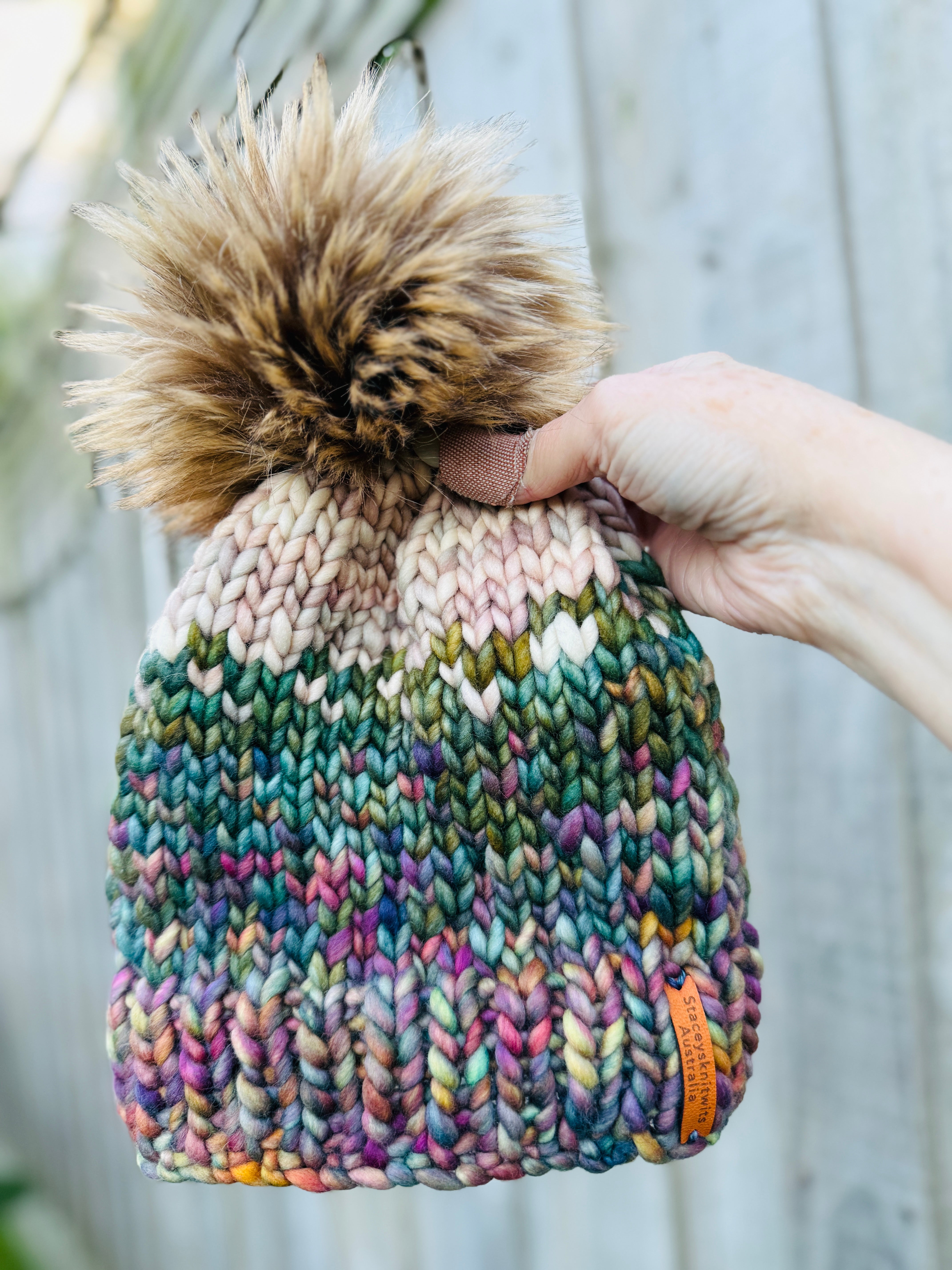 Hand Knitted Beanie, Merino PomPom Beanie, Winter Beanie