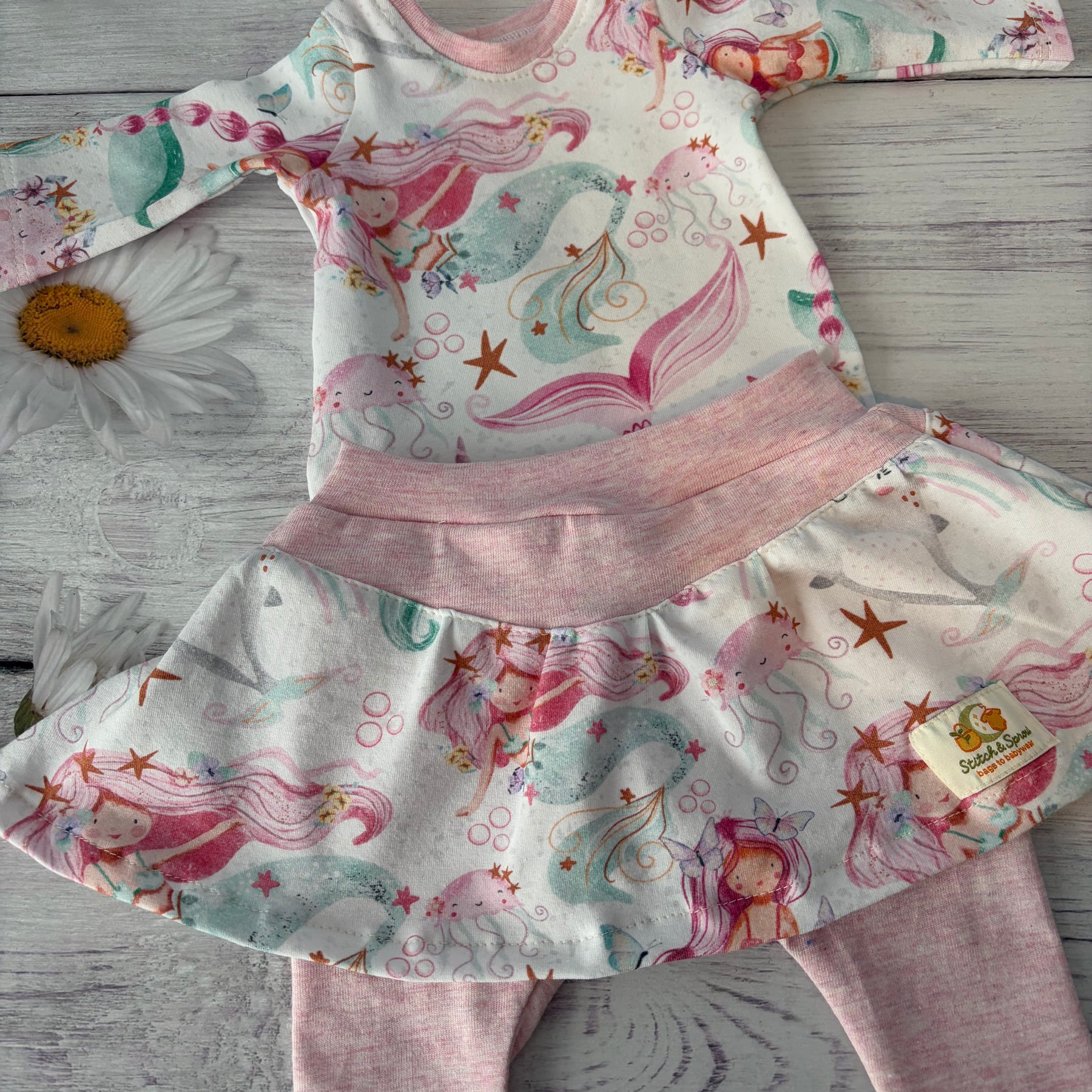 Littlest Mermaid Skort with Long Sleeve Tee
