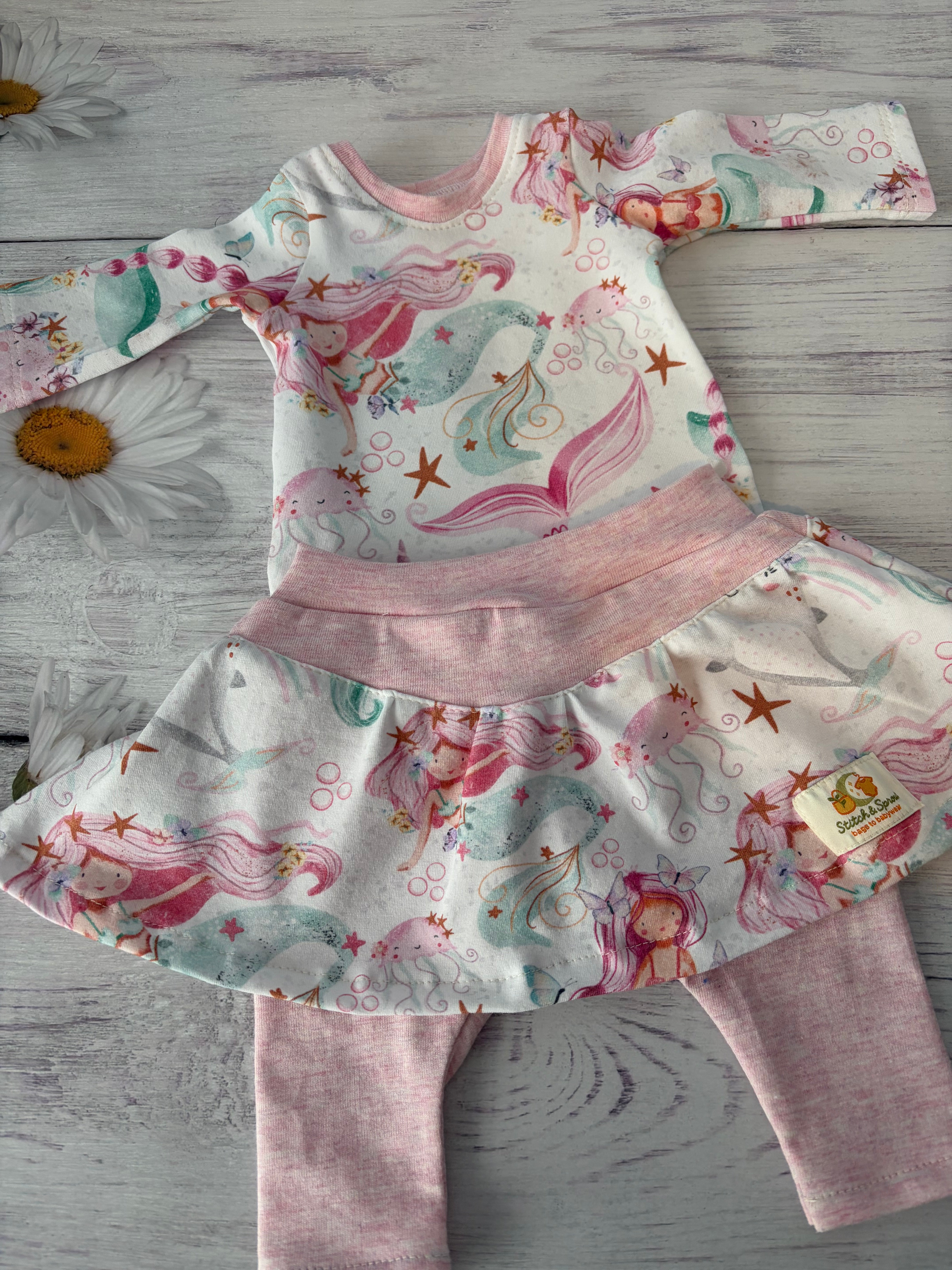 Littlest Mermaid Skort with Long Sleeve Tee