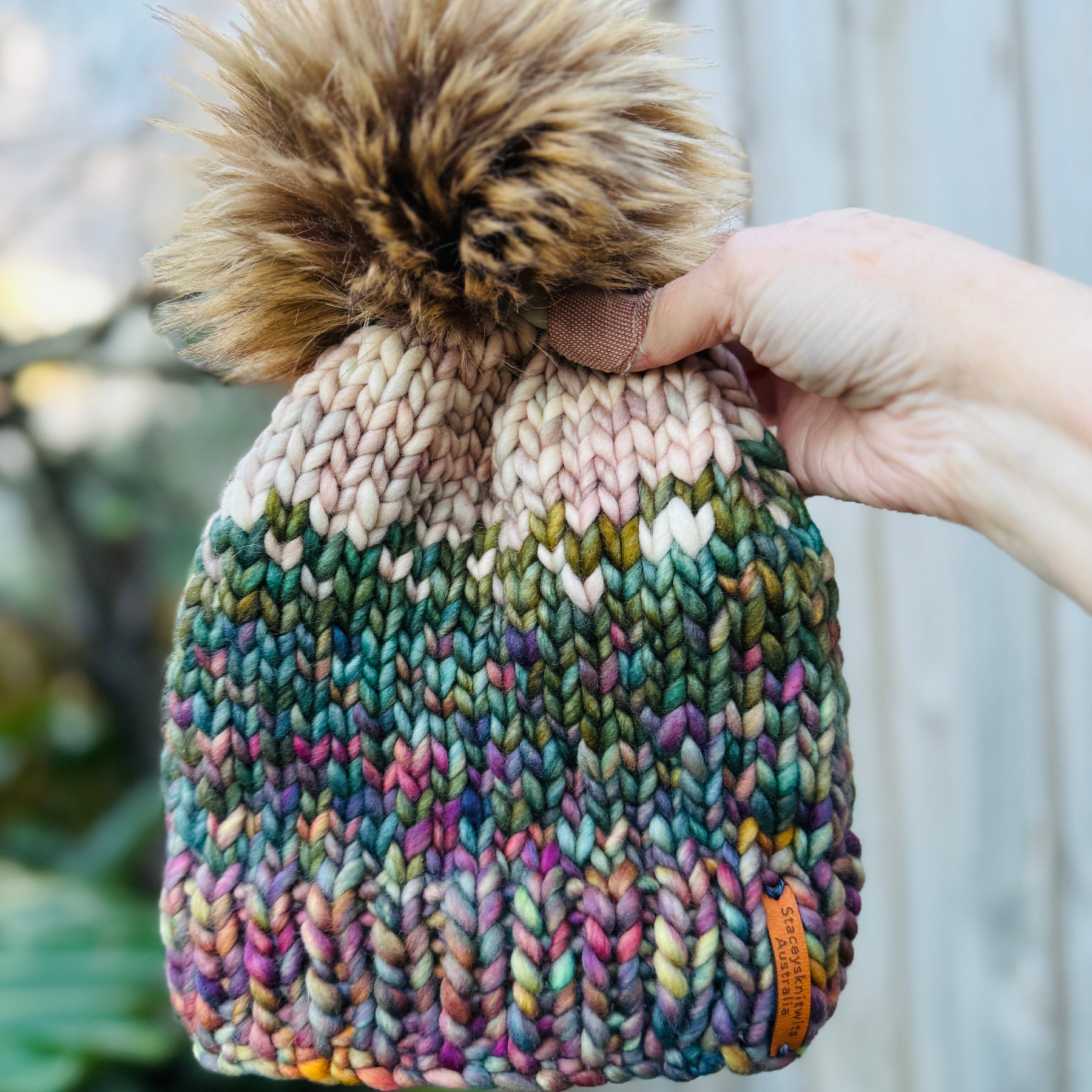 Hand Knitted Beanie, Merino PomPom Beanie, Winter Beanie