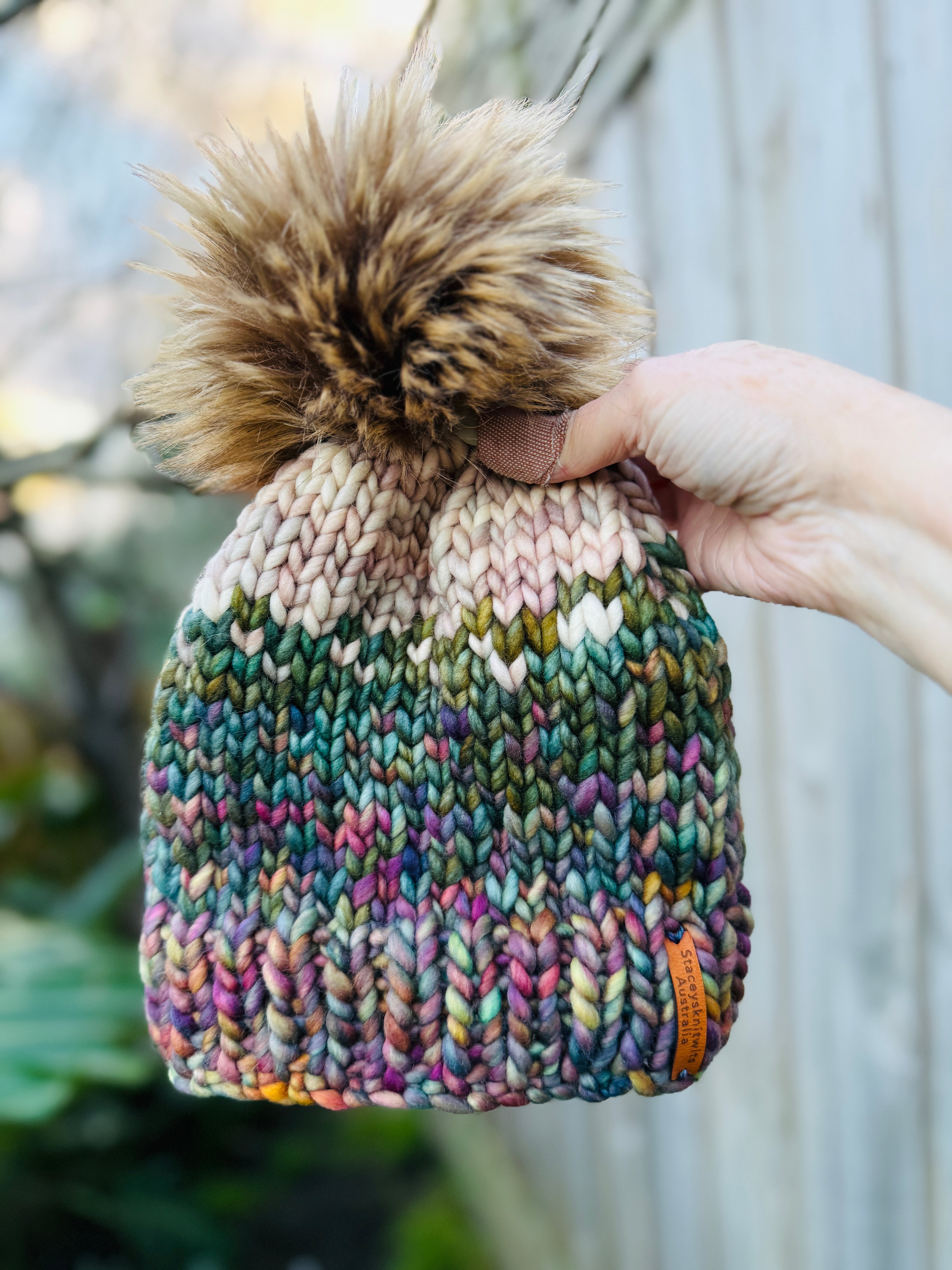 Hand Knitted Beanie, Merino PomPom Beanie, Winter Beanie