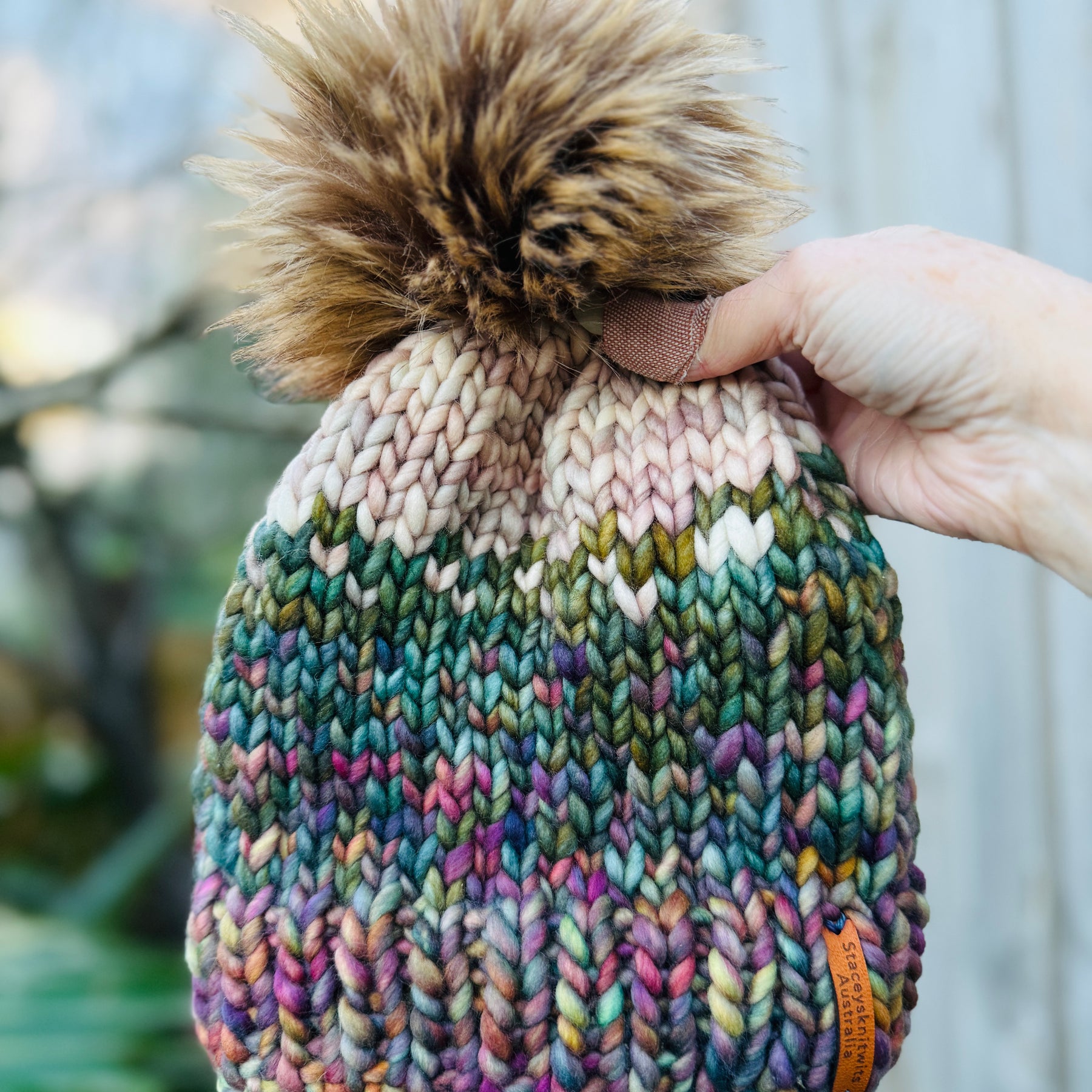 Hand Knitted Beanie, Merino PomPom Beanie, Winter Beanie