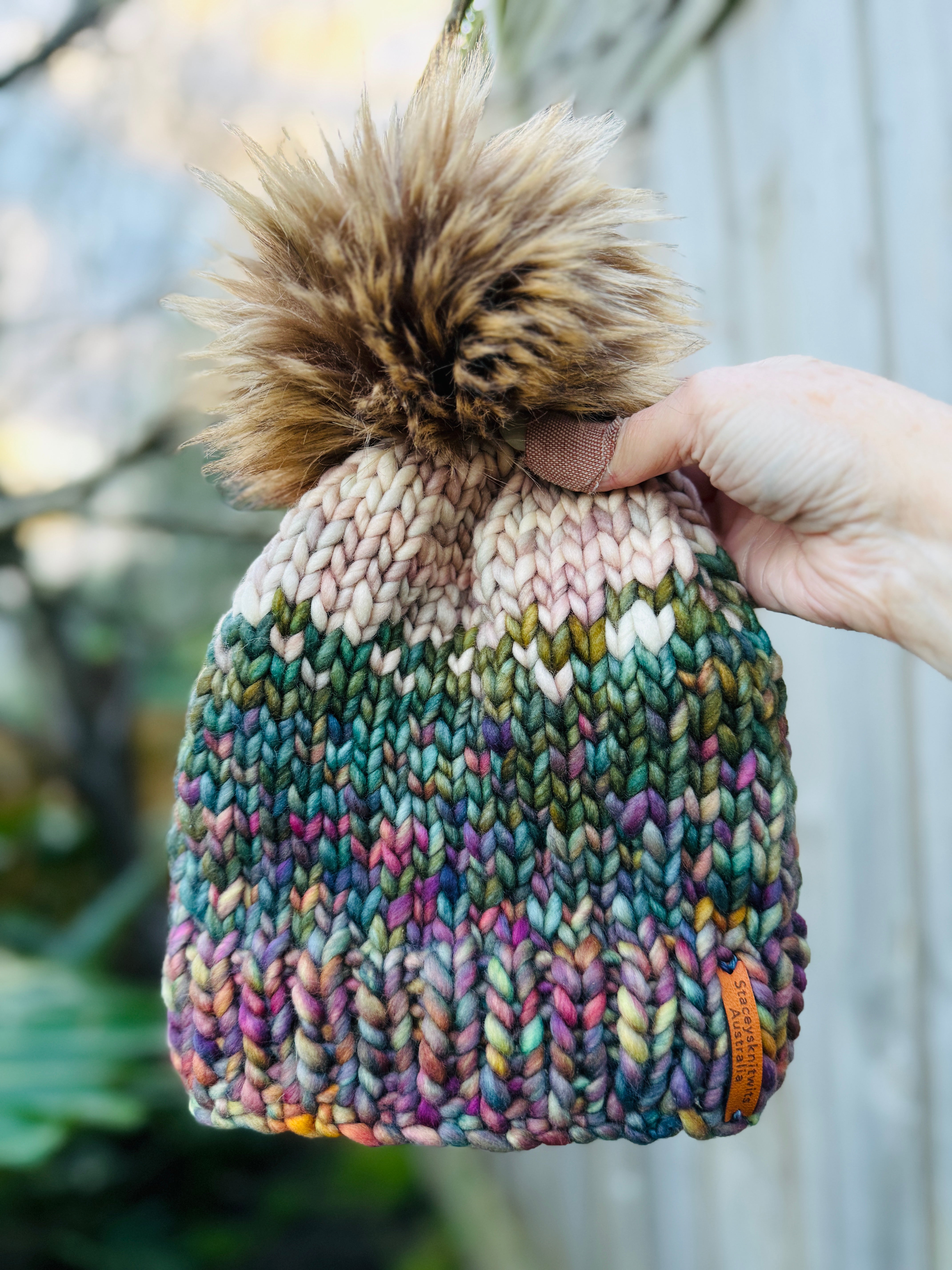 Hand Knitted Beanie, Merino PomPom Beanie, Winter Beanie