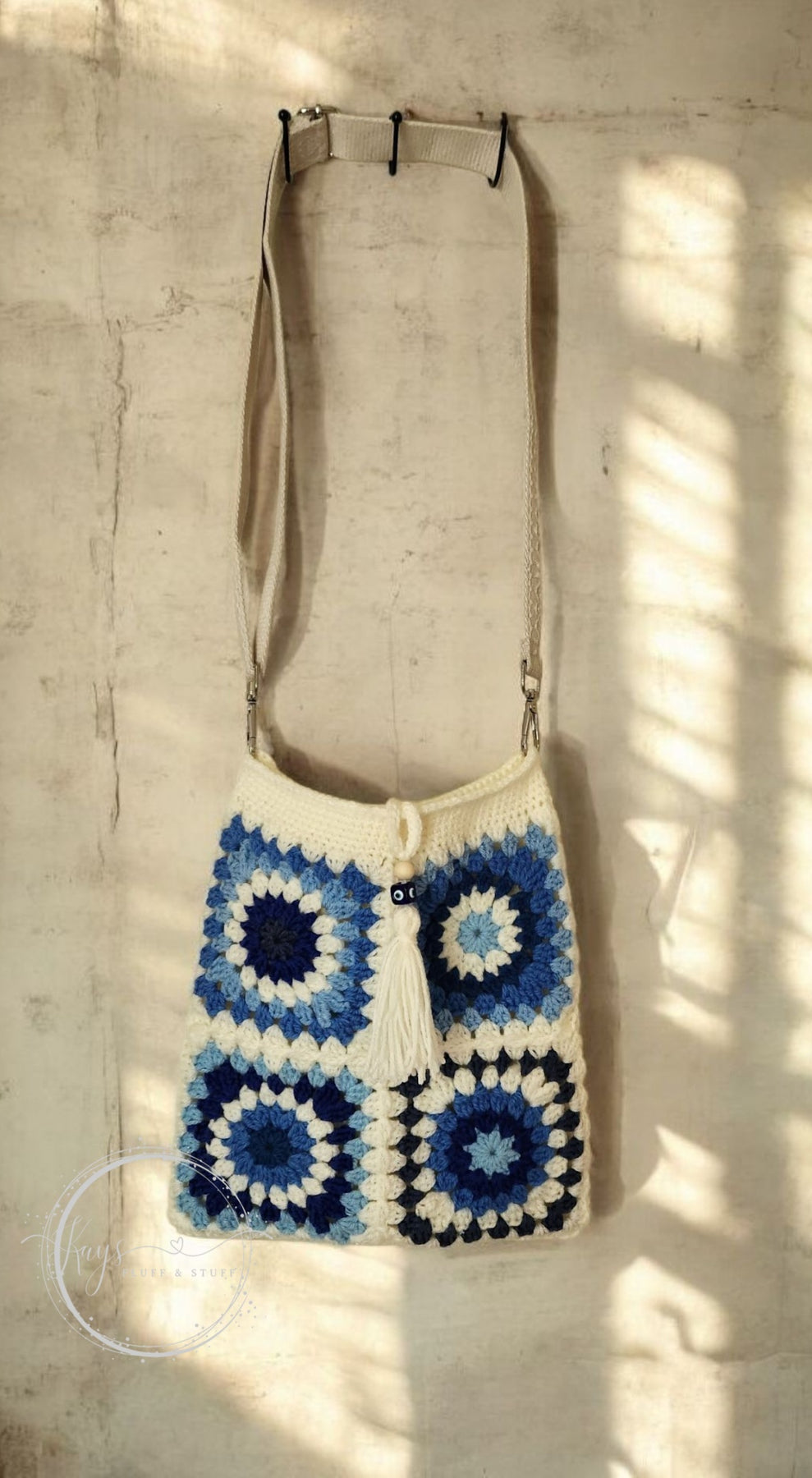 Handmade Blue & White Crochet Bag