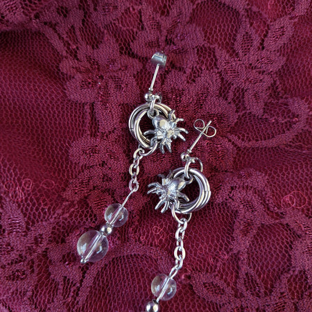 Spider and morning dew chainmaille earrings