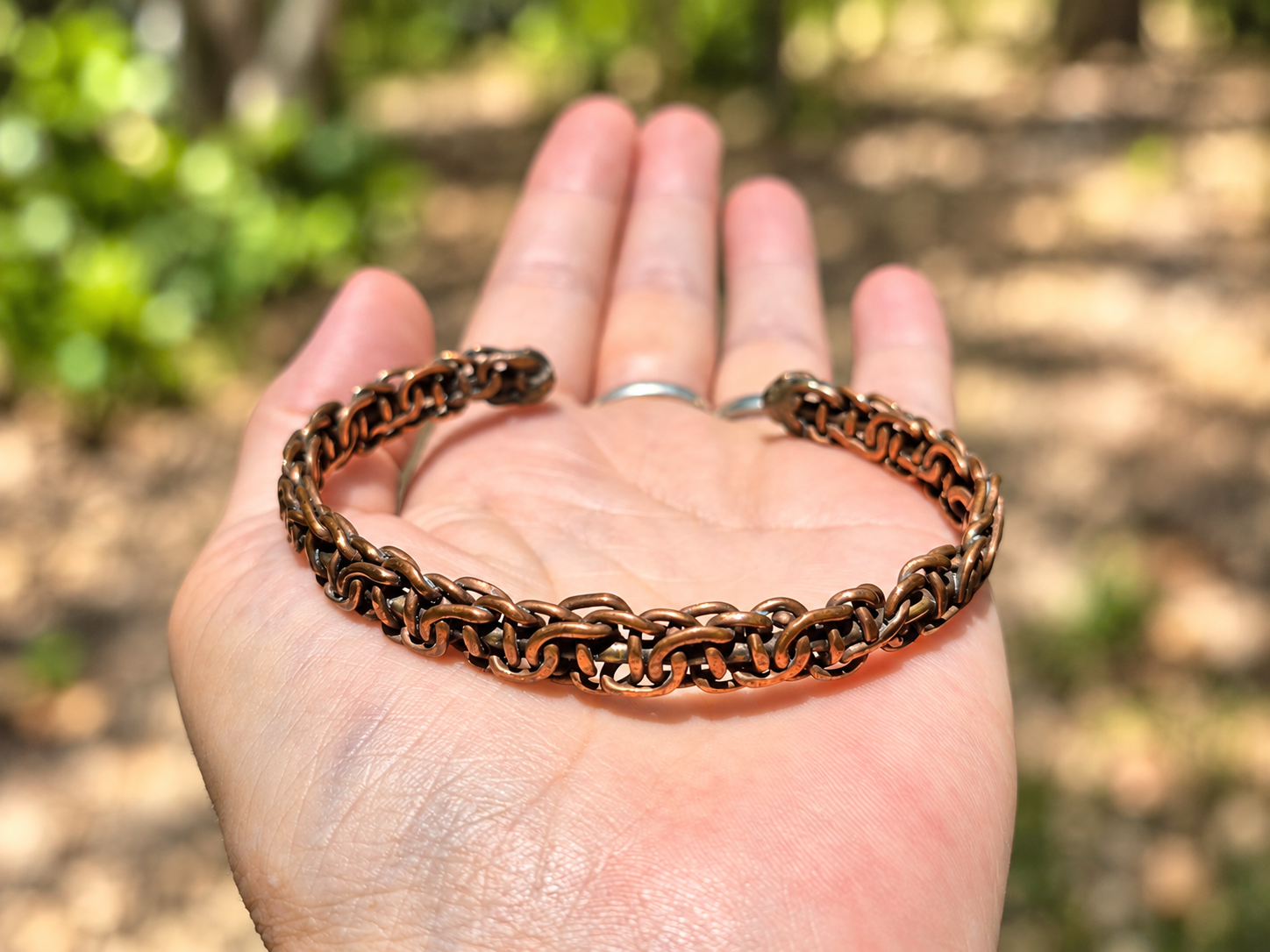 Handmade Interlinked Copper Cuff Bracelet B013