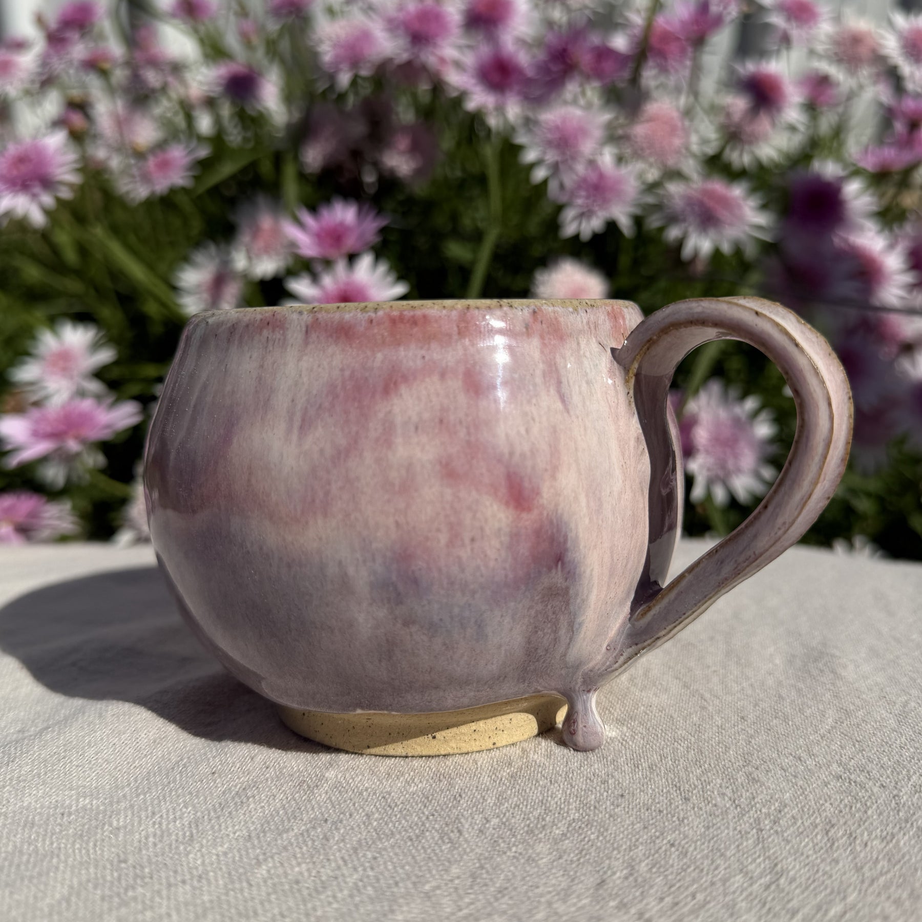 Large Cotton Candy Teacup - Glazedrip Soft Pink & Lavender Ceramic cup