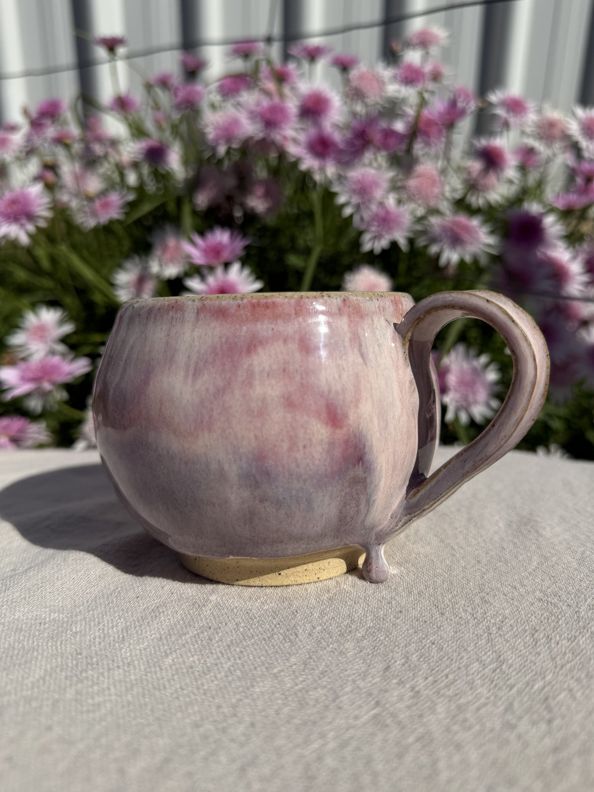 Large Cotton Candy Teacup - Glazedrip Soft Pink & Lavender Ceramic cup