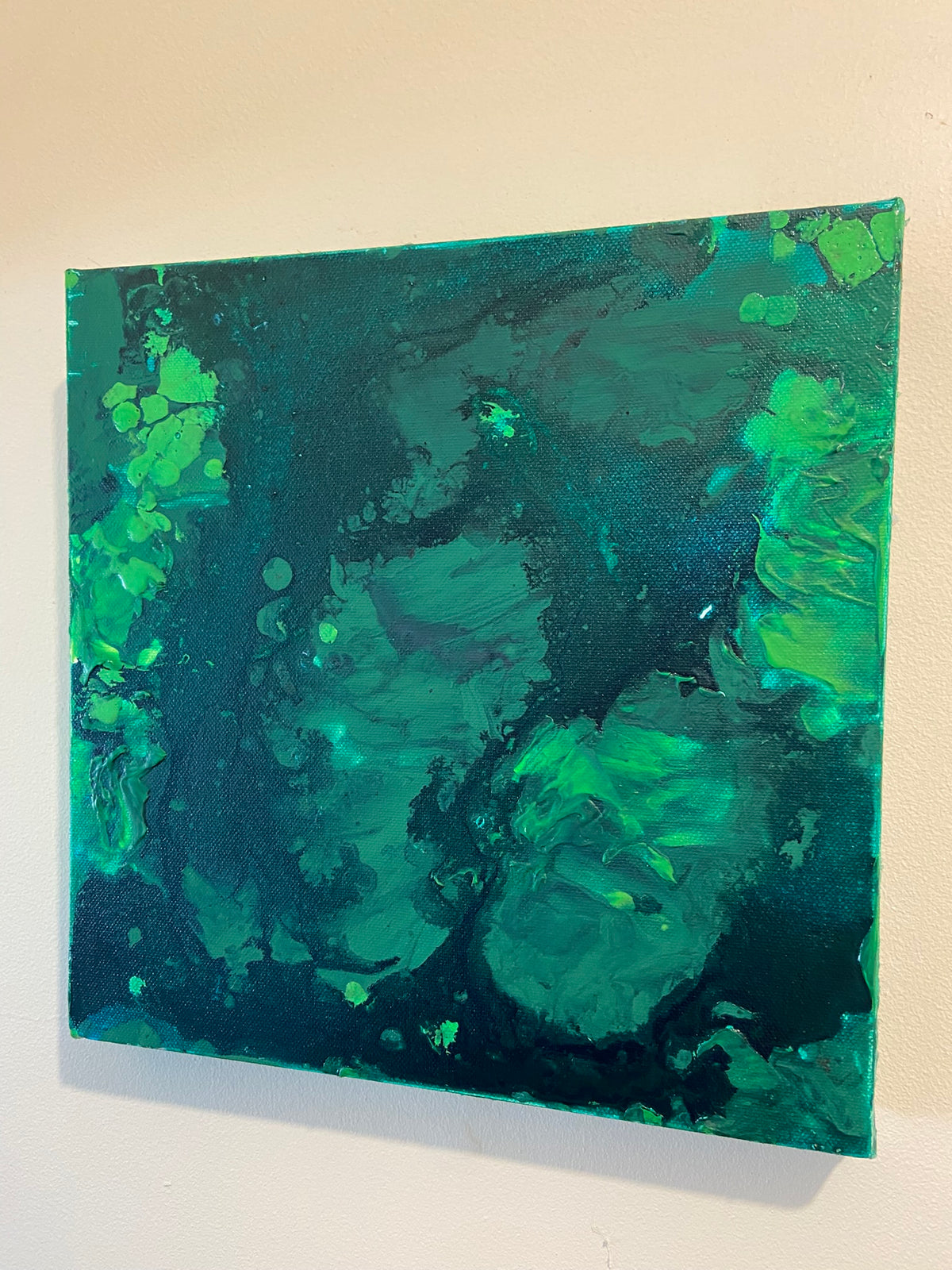 Green Aventurine Wall Art Original Abstract Acrylic Canvas Painting
