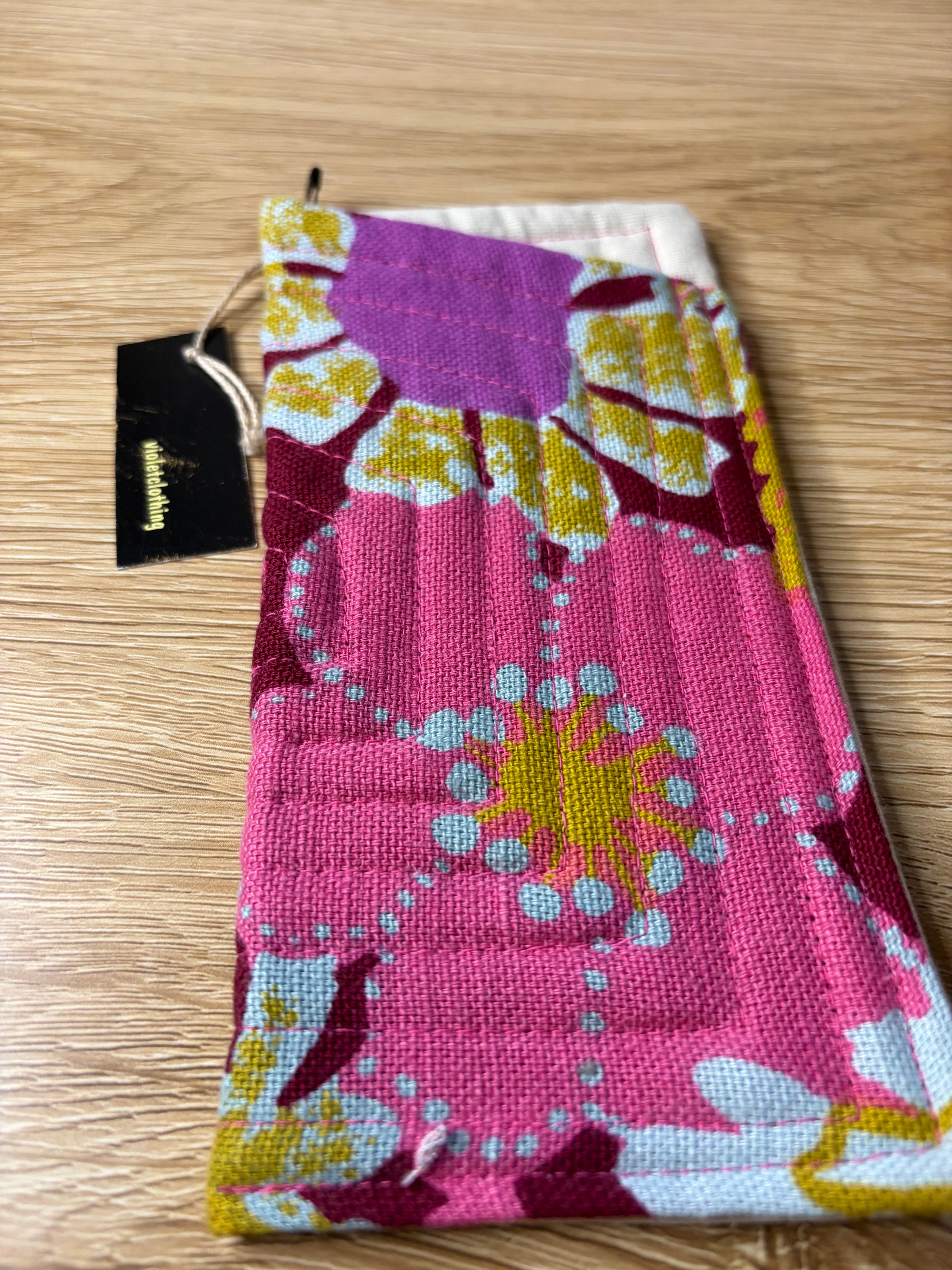 gorgeous burgandy floral vintage cotton sunglass pouch - violetclothing - free postage