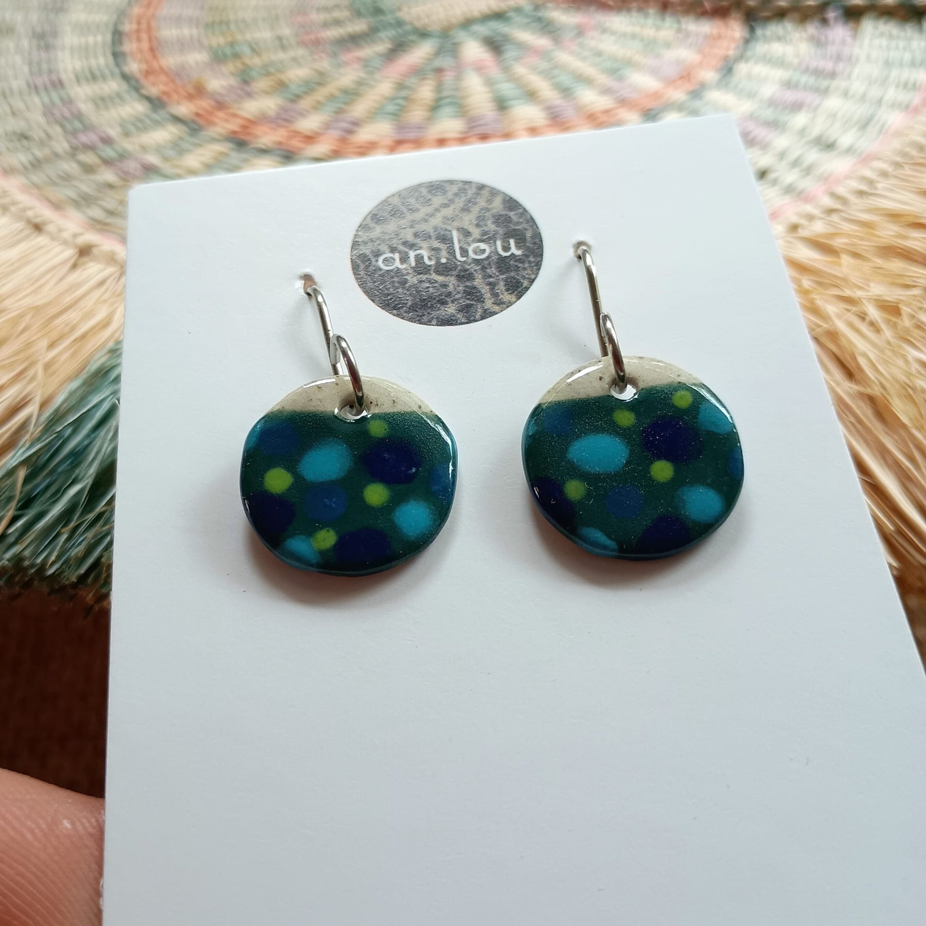 Small Dark Green Multi-Tone Spotted Drops