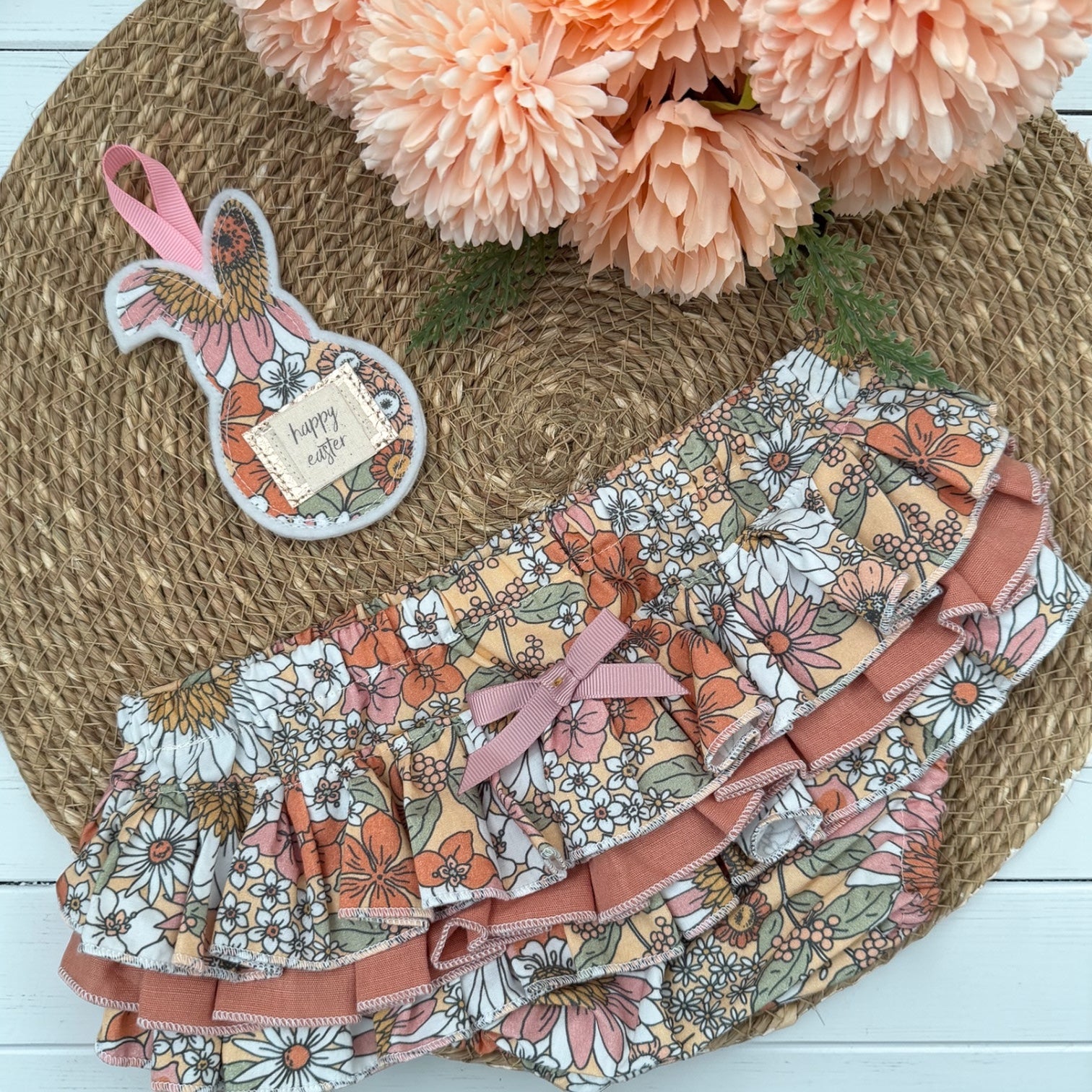 Ruffled Nappy Cover - Peachy Floral