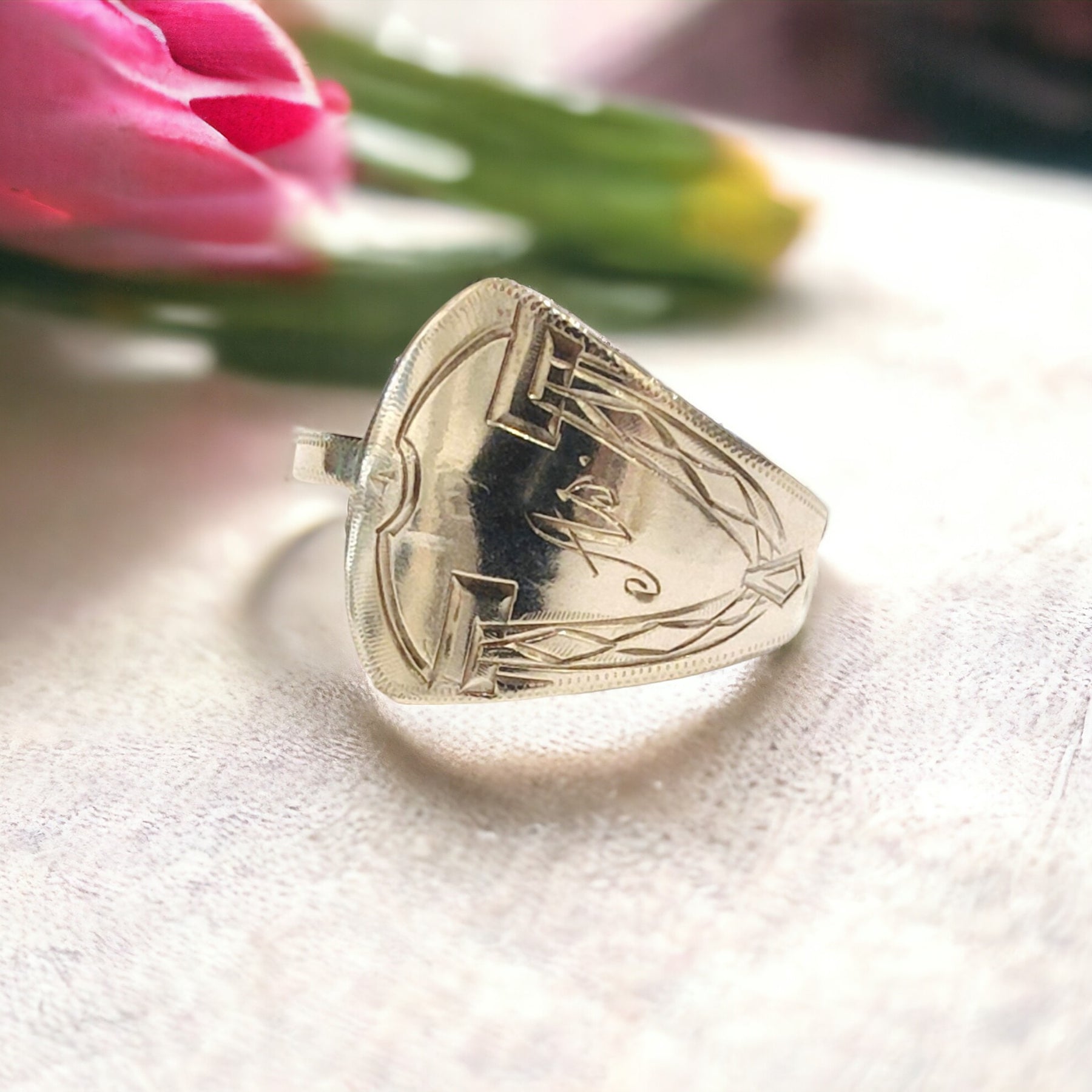 1919 Scandinavian Art Deco Spoon Ring – Vintage Silver