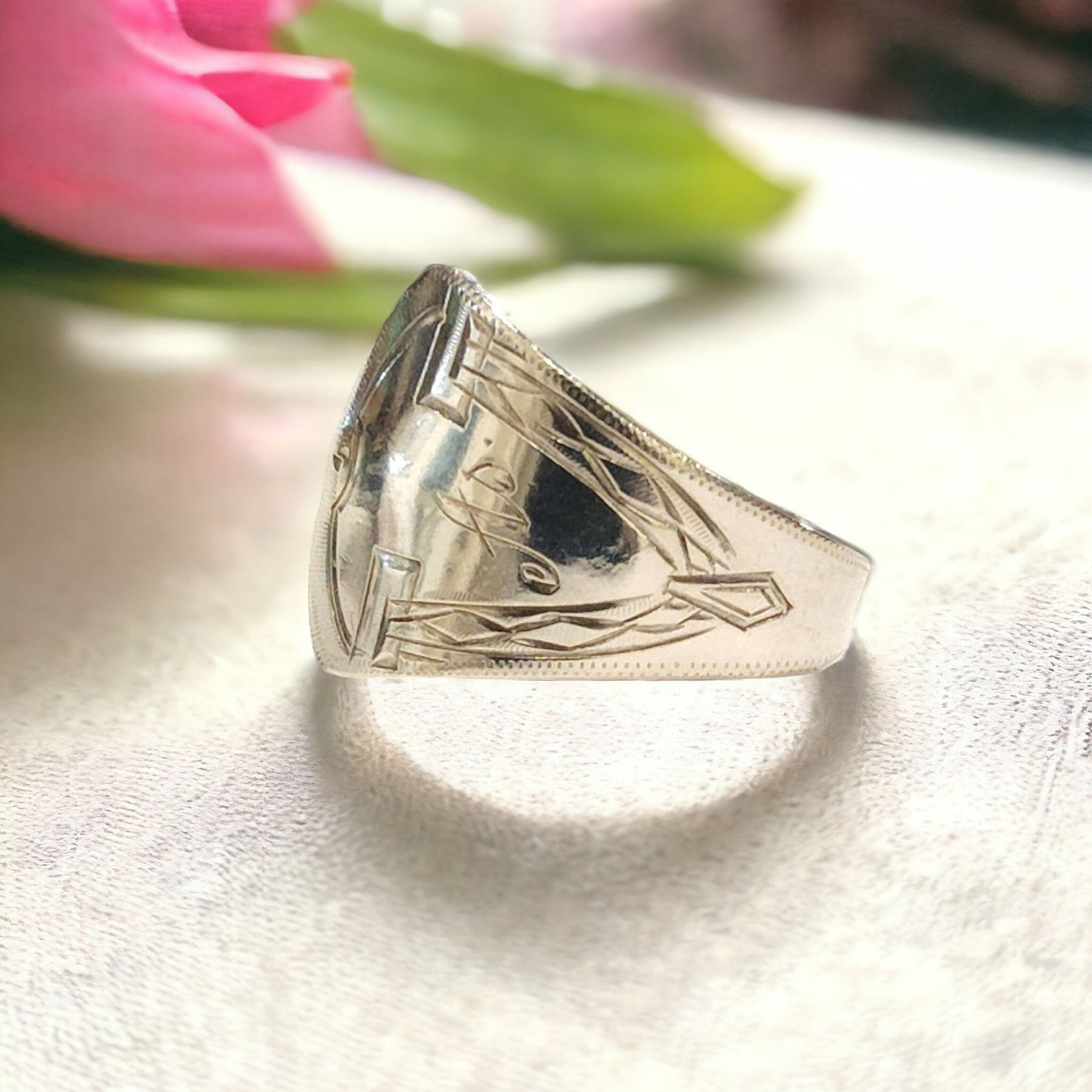1919 Scandinavian Art Deco Spoon Ring – Vintage Silver