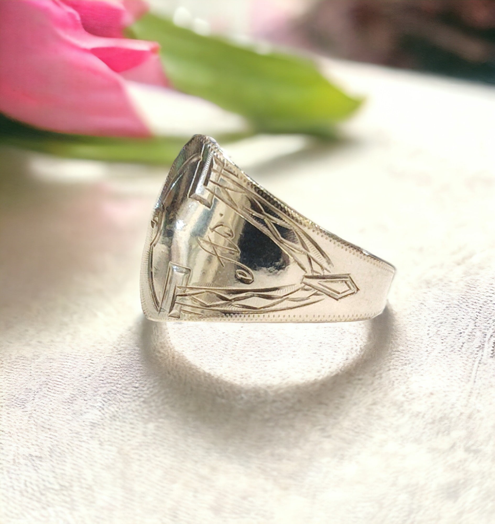 1919 Scandinavian Art Deco Spoon Ring – Vintage Silver