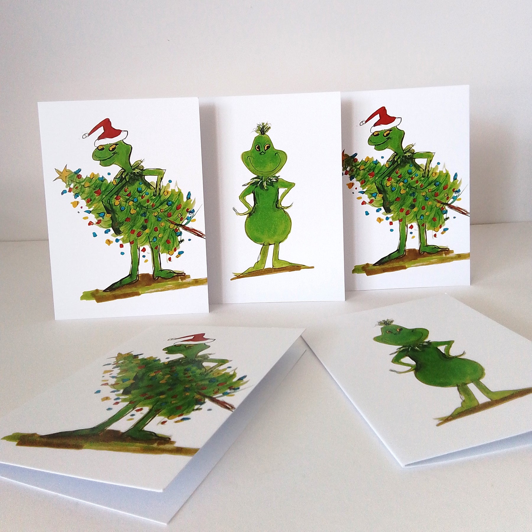 Grinch Christmas cards and tags