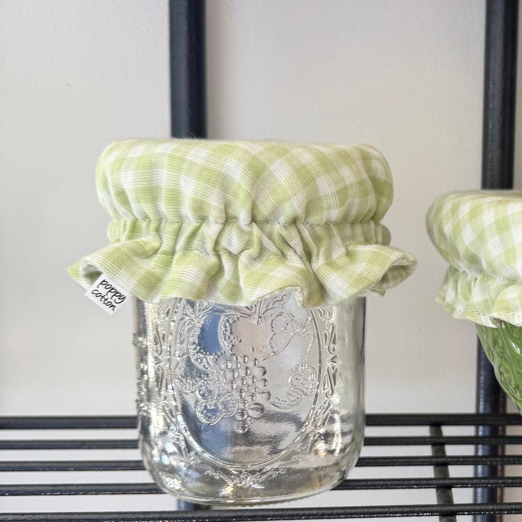 Green Gingham Bowl & Jar Cotton Cover Set