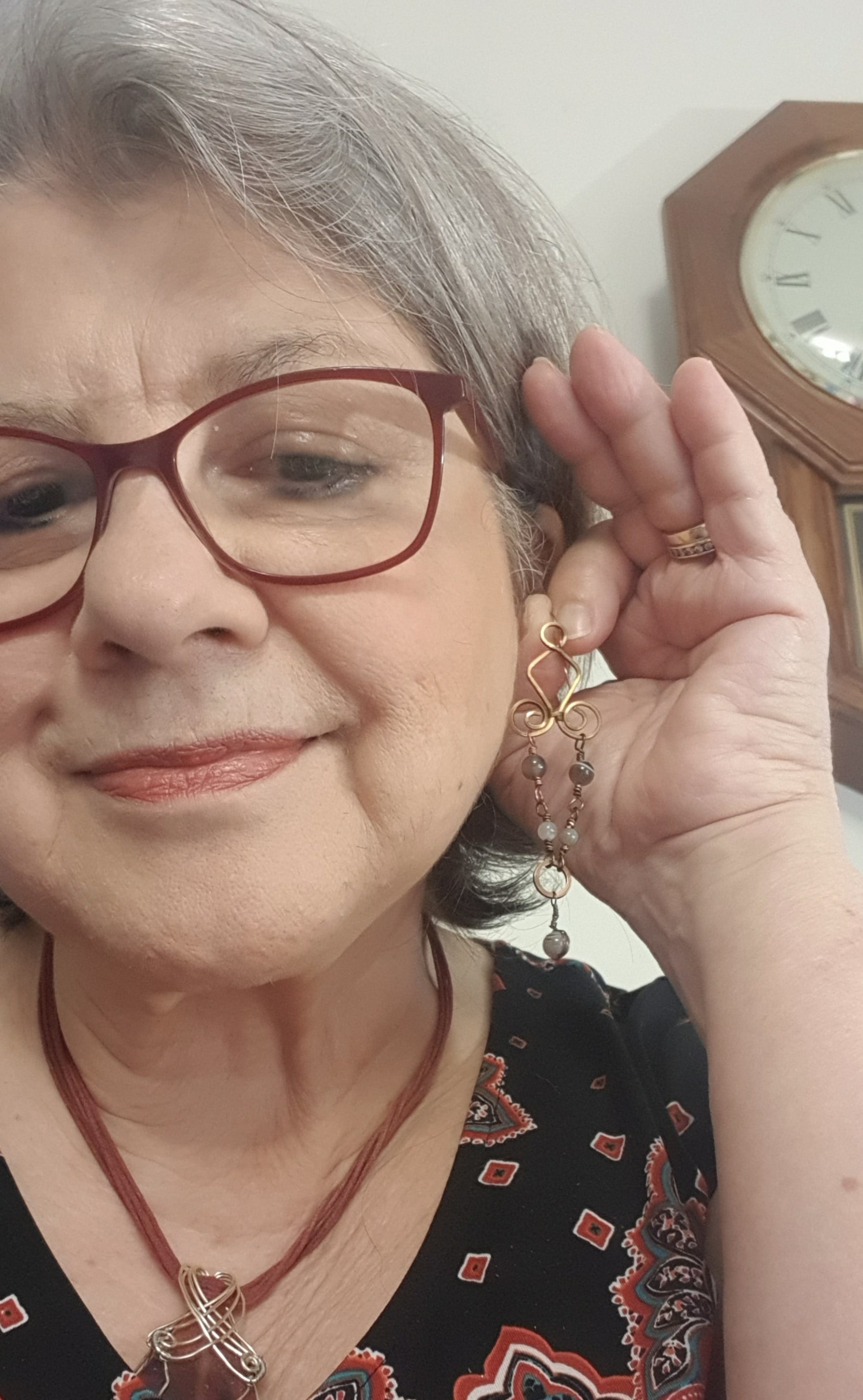 Chandelier earrings with Botswana Agate.  #667AM/E