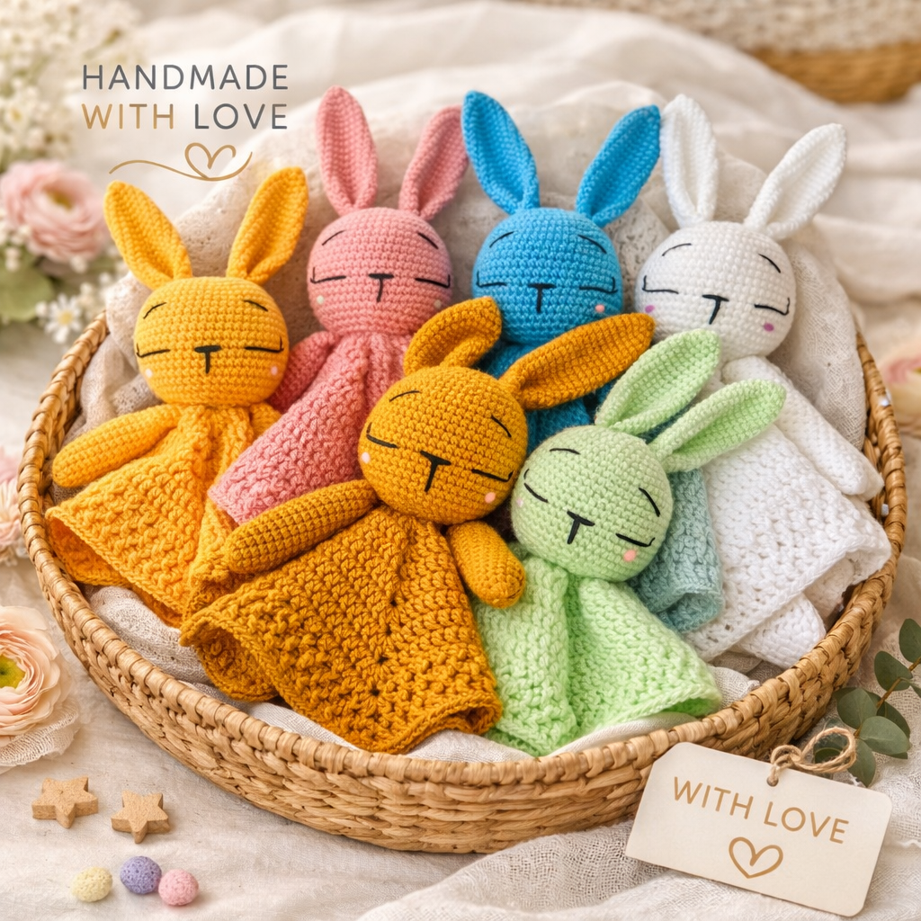 Handmade | Crochet | Bunny | Security Blanket | Comforter