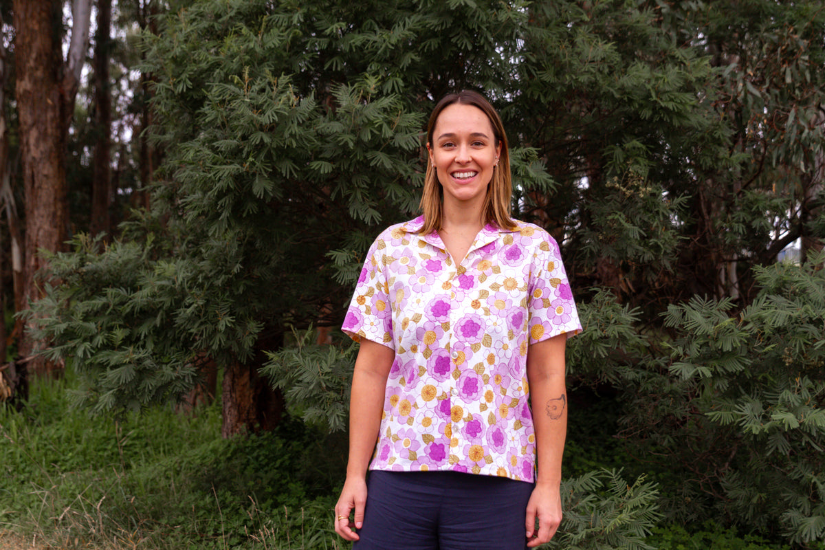 Upcycled Cotton Doona Cover Unisex Classic Cut Button-up Shirt (Brown / Size L)