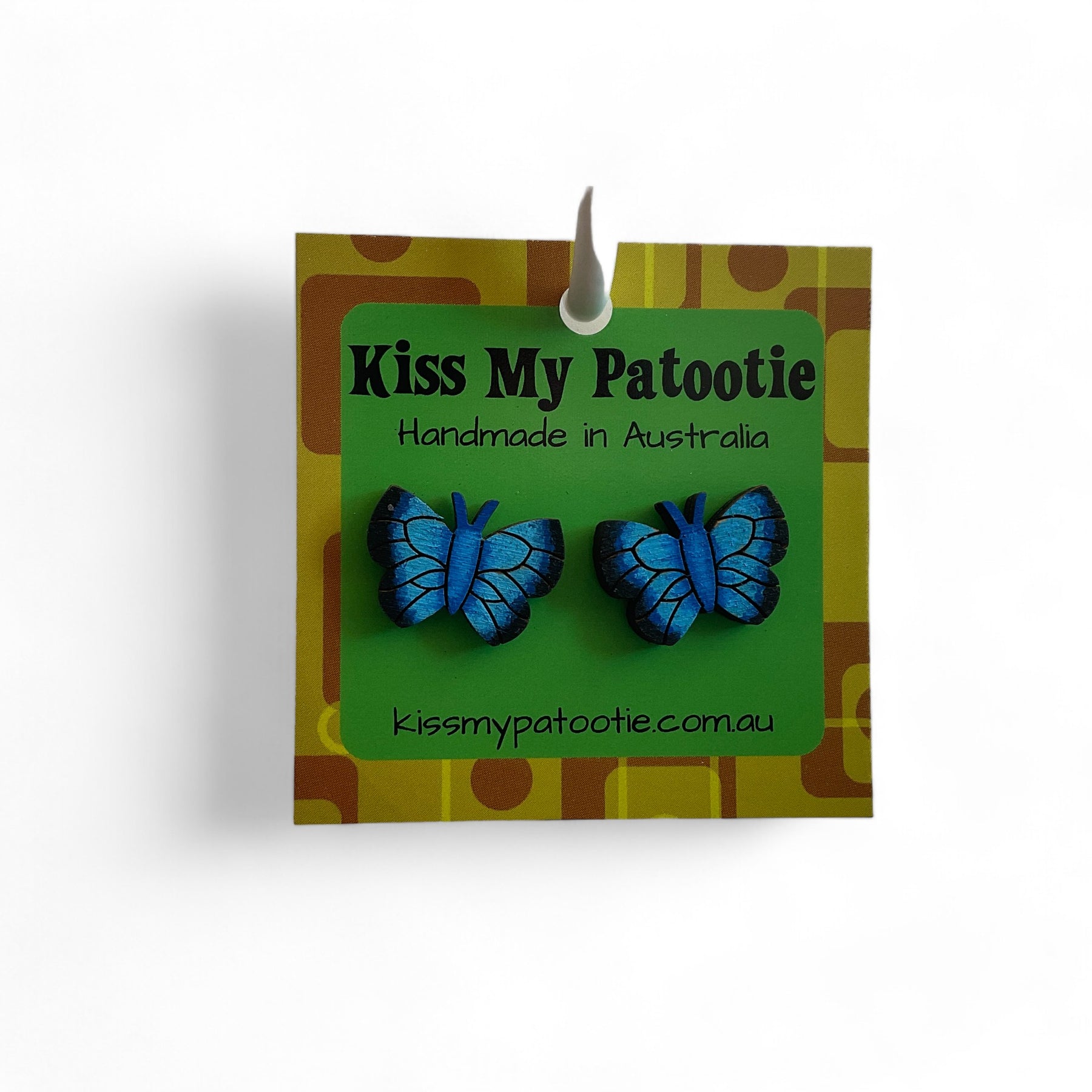 Australian animal studs - Butterfly - wooden, hand painted
