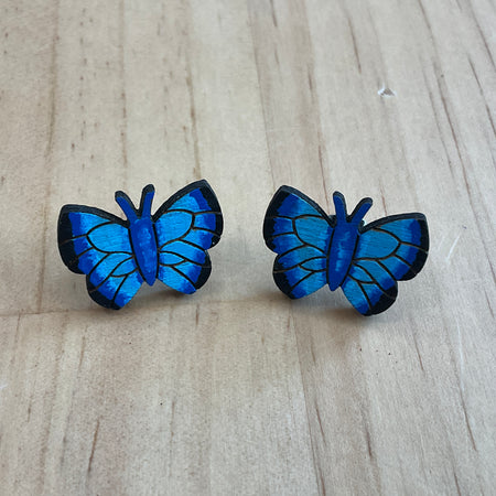 Australian animal studs - Butterfly - wooden, hand painted