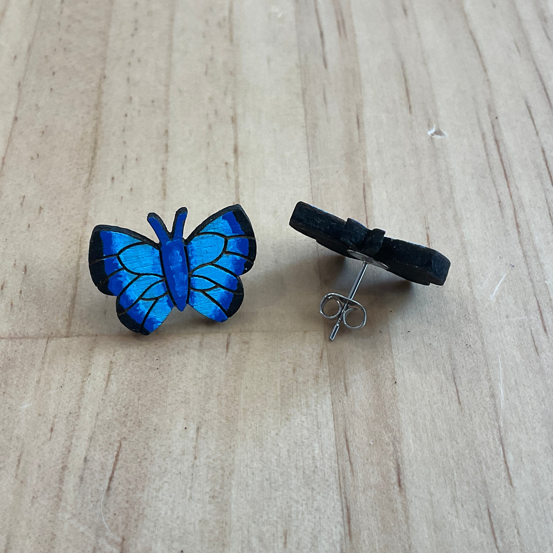 Australian animal studs - Butterfly - wooden, hand painted