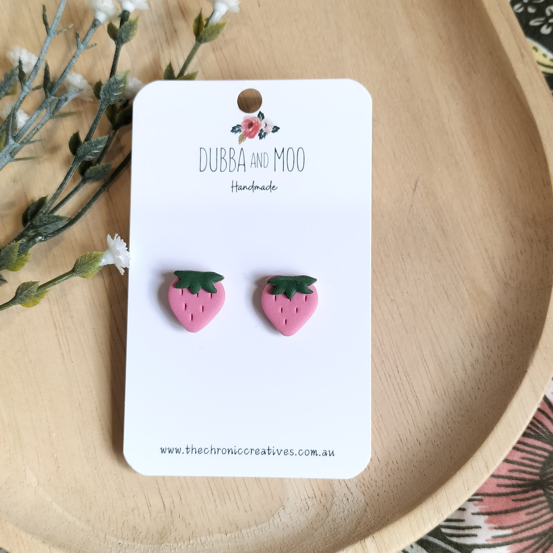 Strawberry Polymer Clay Stud Earrings - Assorted Colours