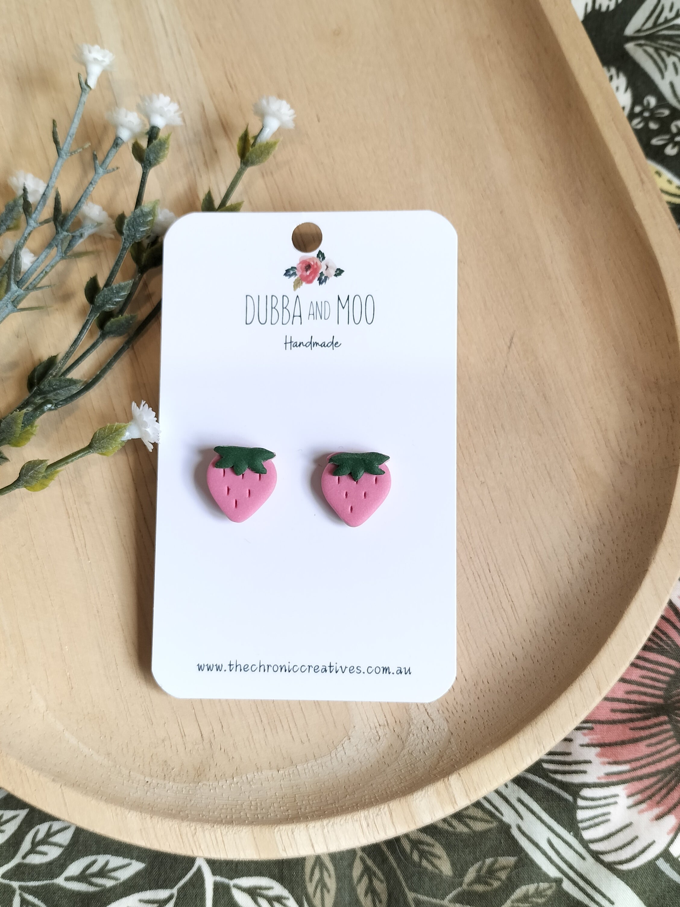 Strawberry Polymer Clay Stud Earrings - Assorted Colours
