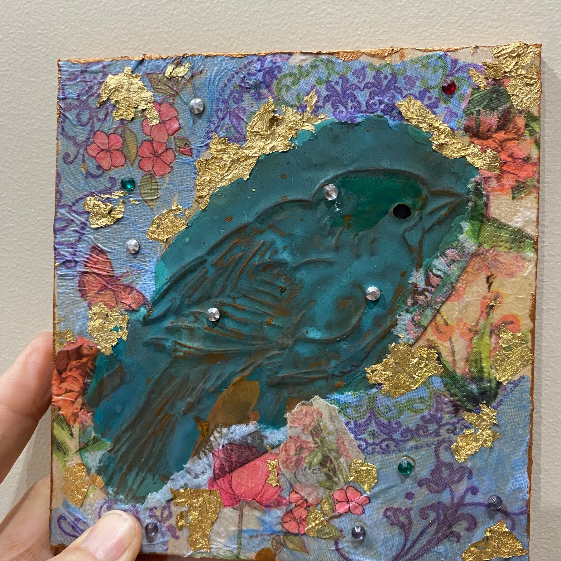Shabby chic, rustic baby bird