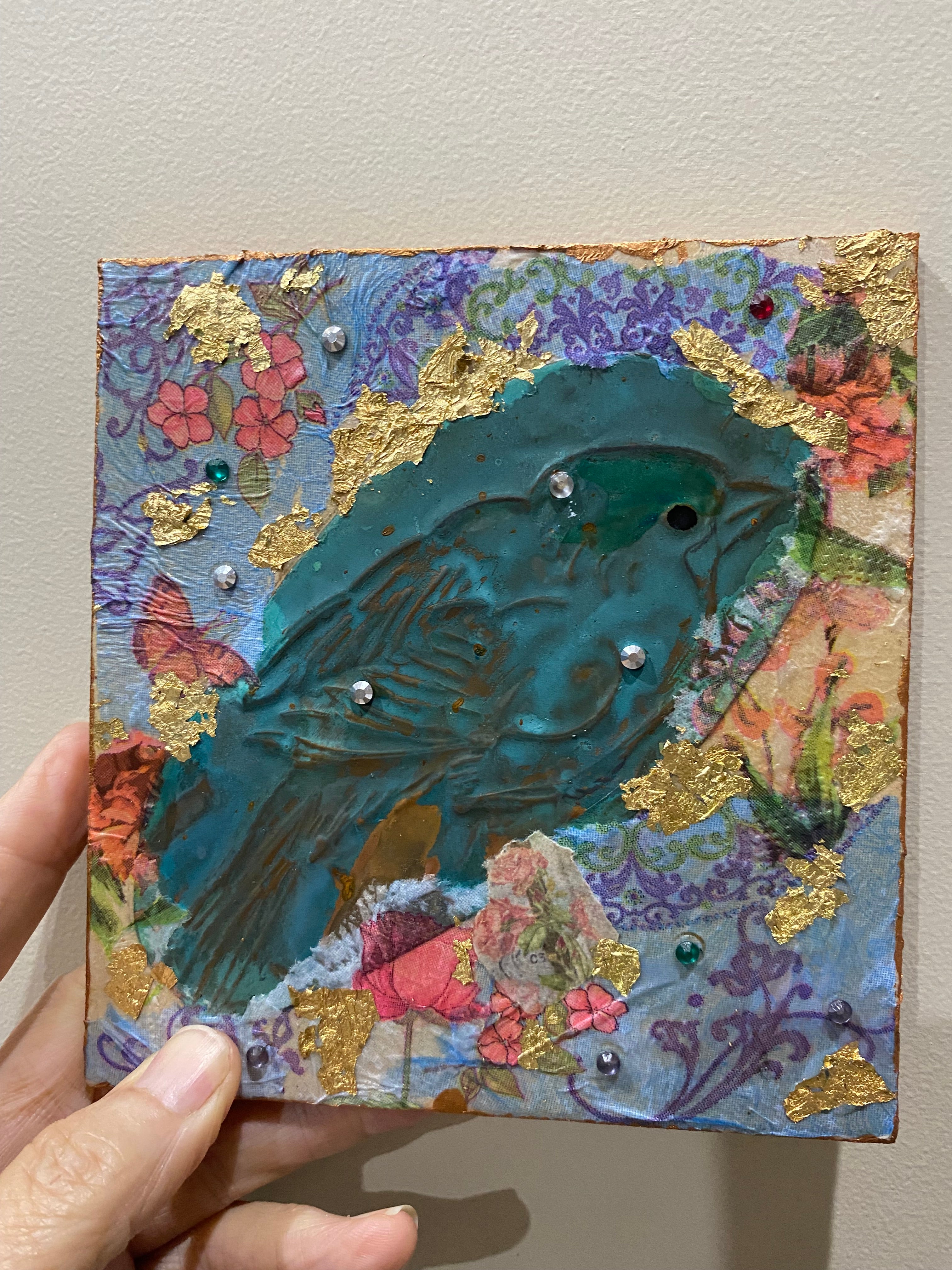 Shabby chic, rustic baby bird