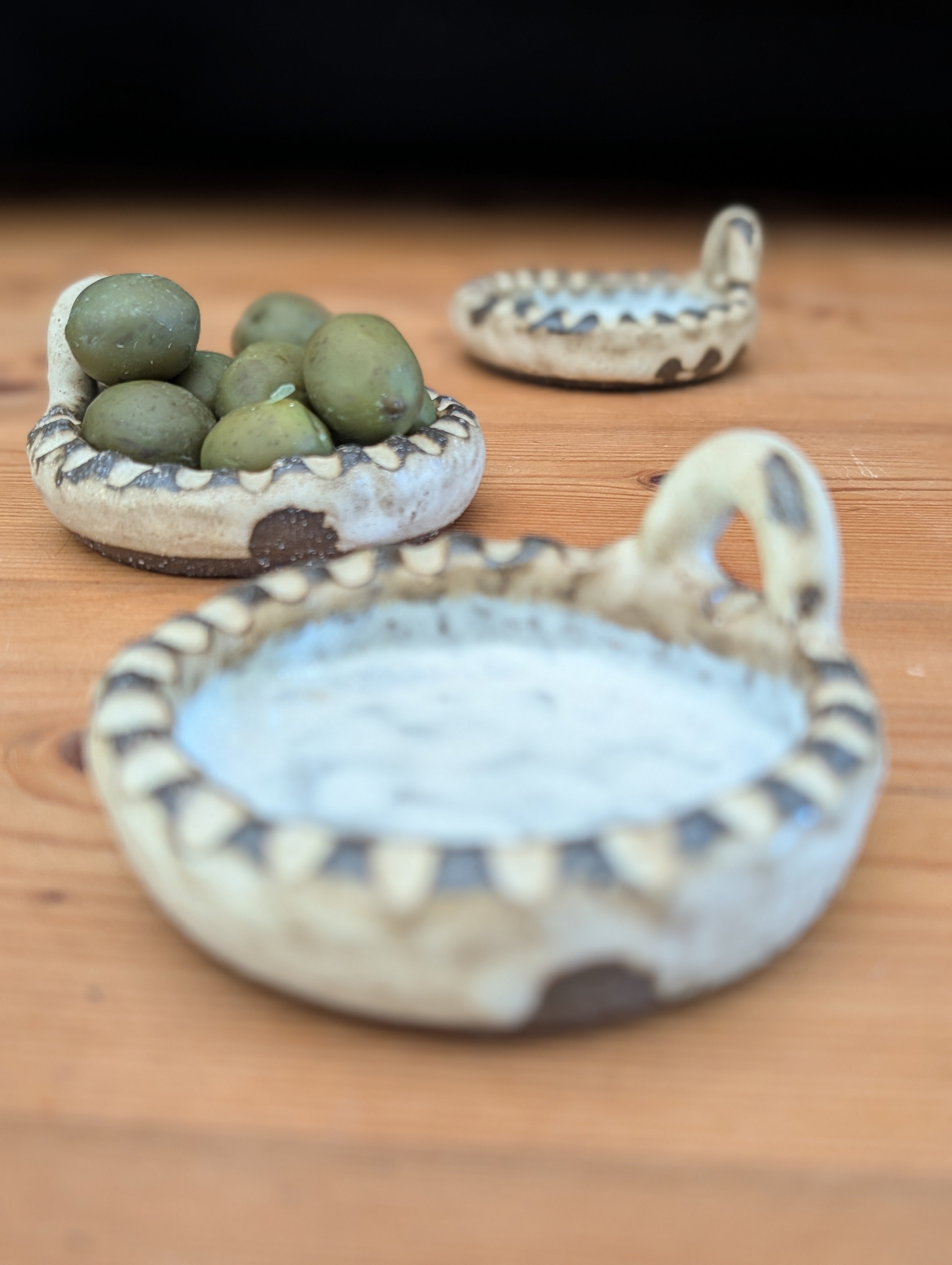 Set of 3 Small Handmade Ceramic Dishes - Earthy Wabi-Sabi Stoneware