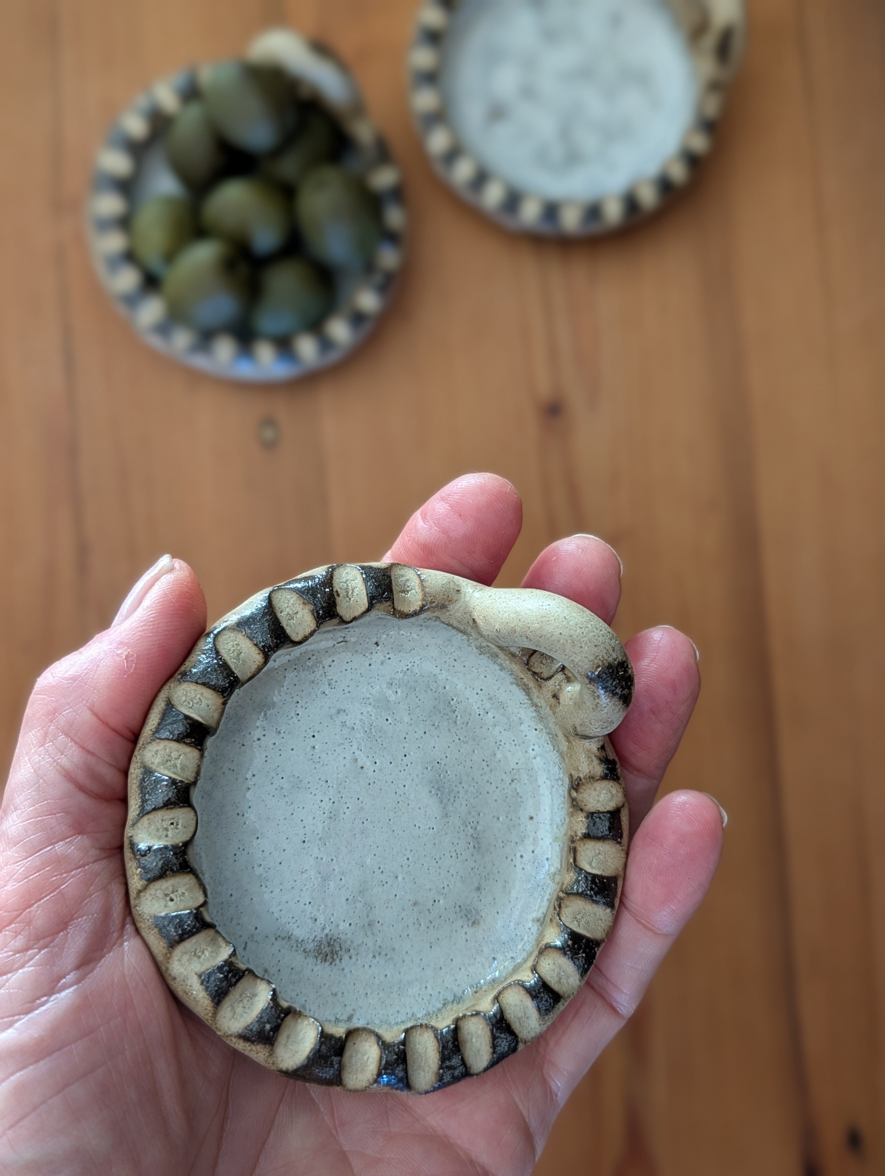 Set of 3 Small Handmade Ceramic Dishes - Earthy Wabi-Sabi Stoneware