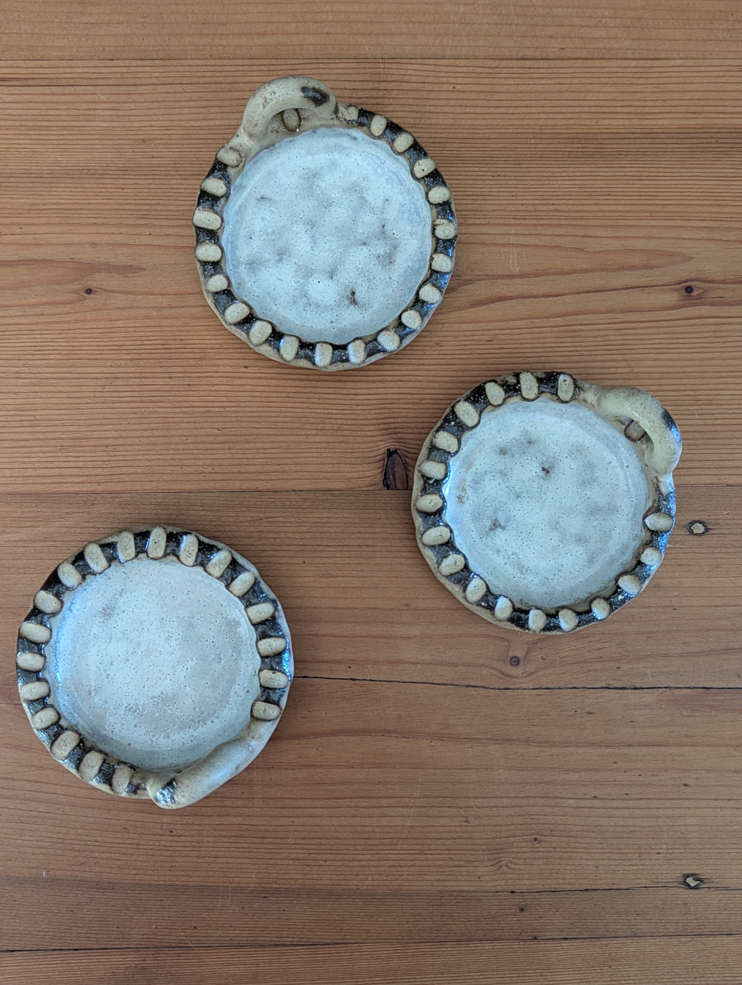 Set of 3 Small Handmade Ceramic Dishes - Earthy Wabi-Sabi Stoneware