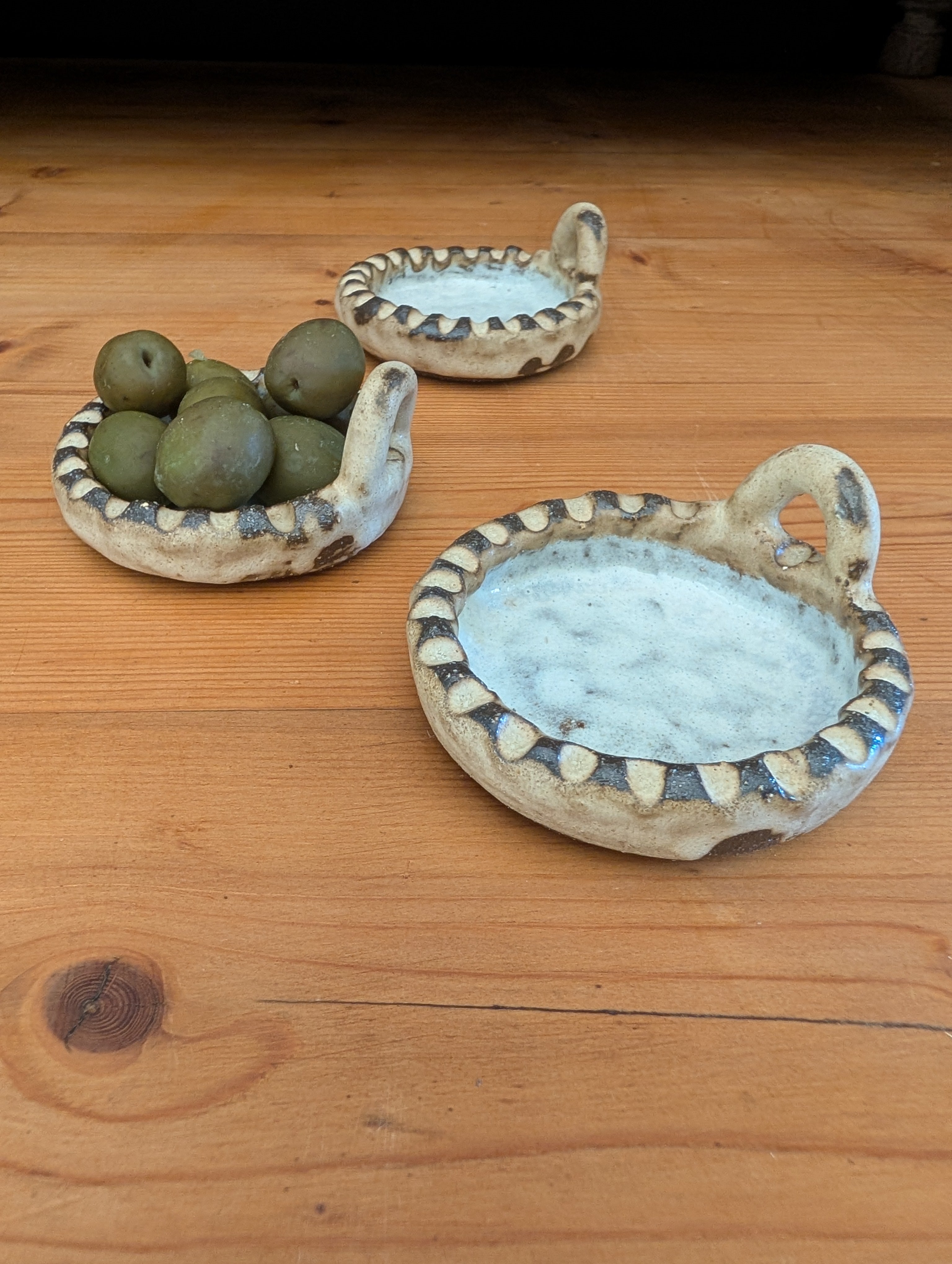 Set of 3 Small Handmade Ceramic Dishes - Earthy Wabi-Sabi Stoneware