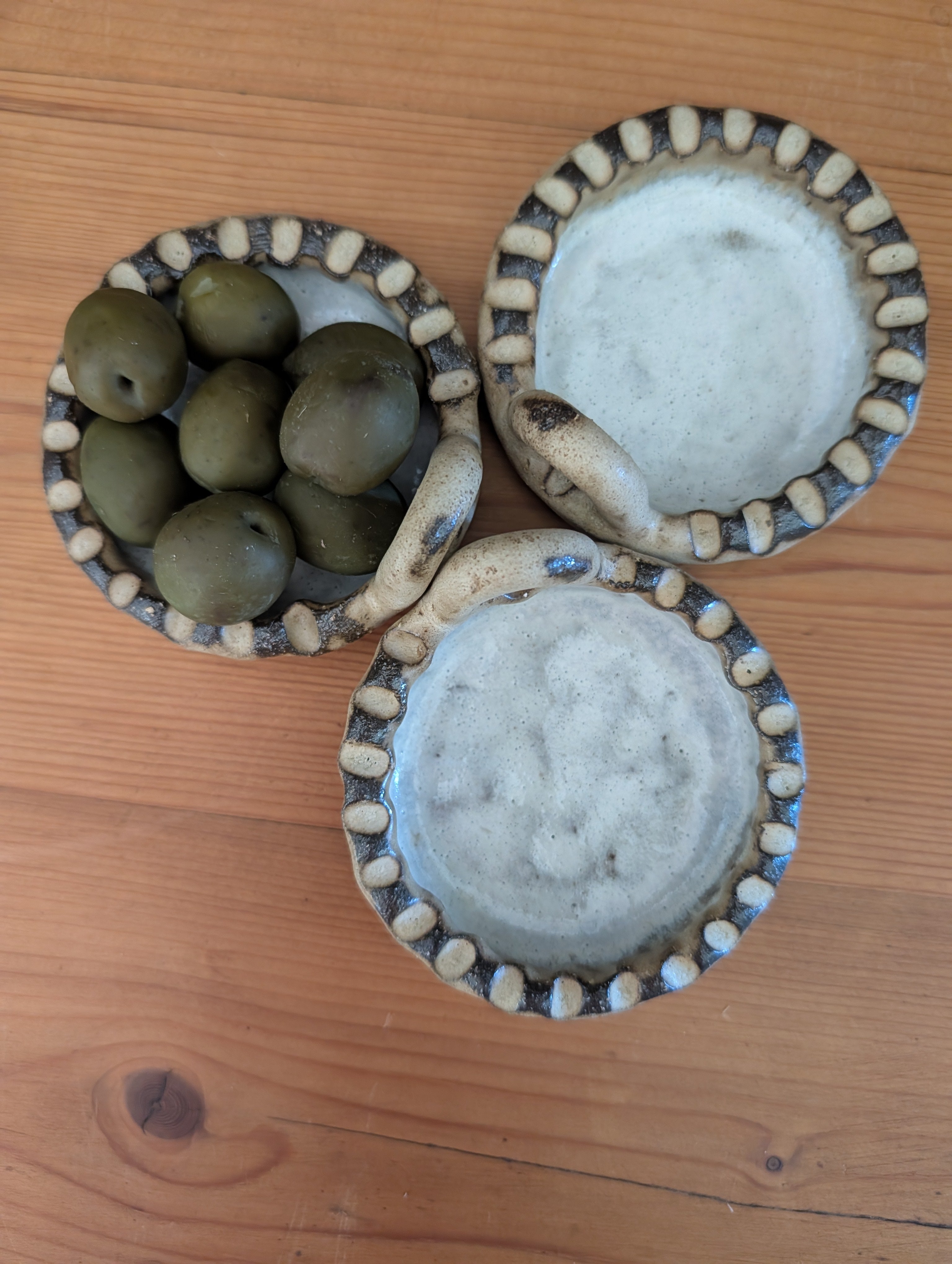 Set of 3 Small Handmade Ceramic Dishes - Earthy Wabi-Sabi Stoneware