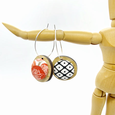 Double Sided Pebble Earrings - Red