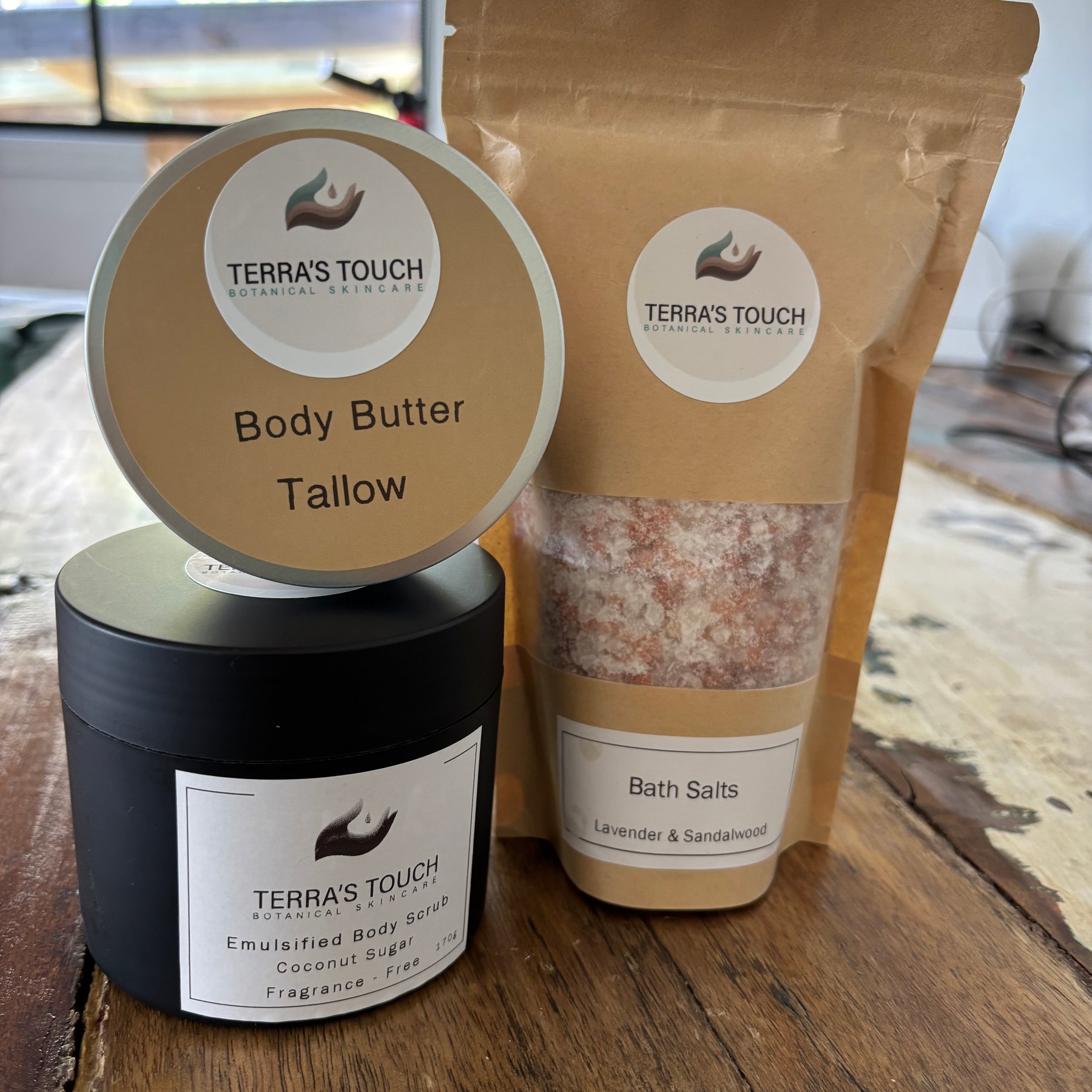 Handmade Body Care Gift Set – Body Butter, Scrub & Bath Salts