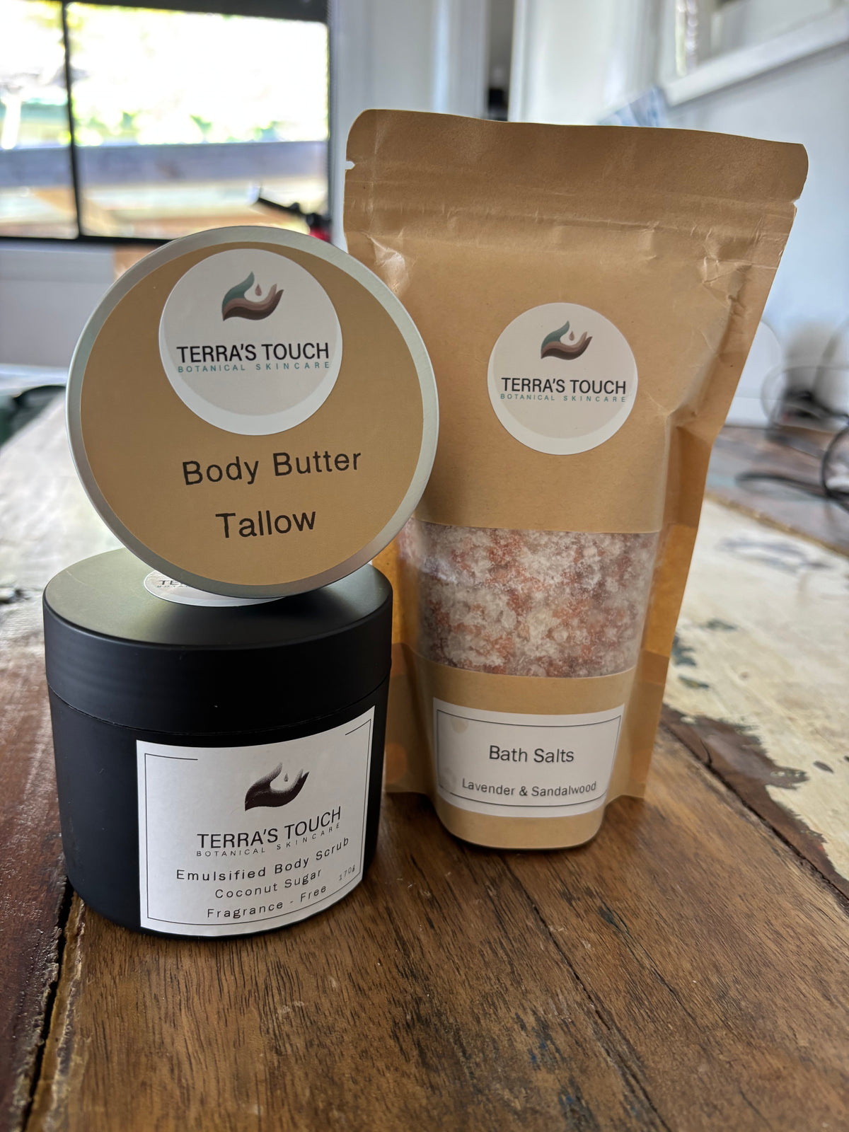 Handmade Body Care Gift Set – Body Butter, Scrub & Bath Salts