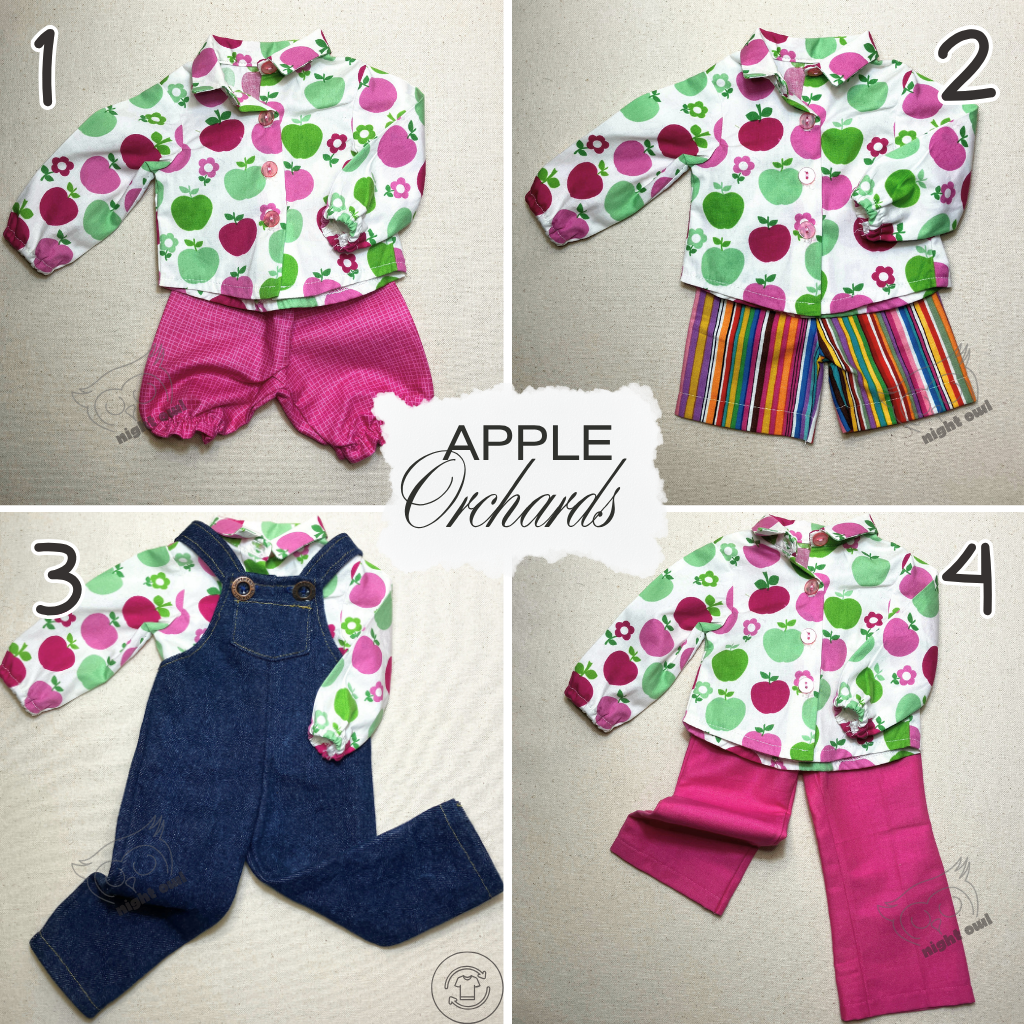 Six Piece Set| 53cm Doll Wardrobe Collection| Apple Orchards